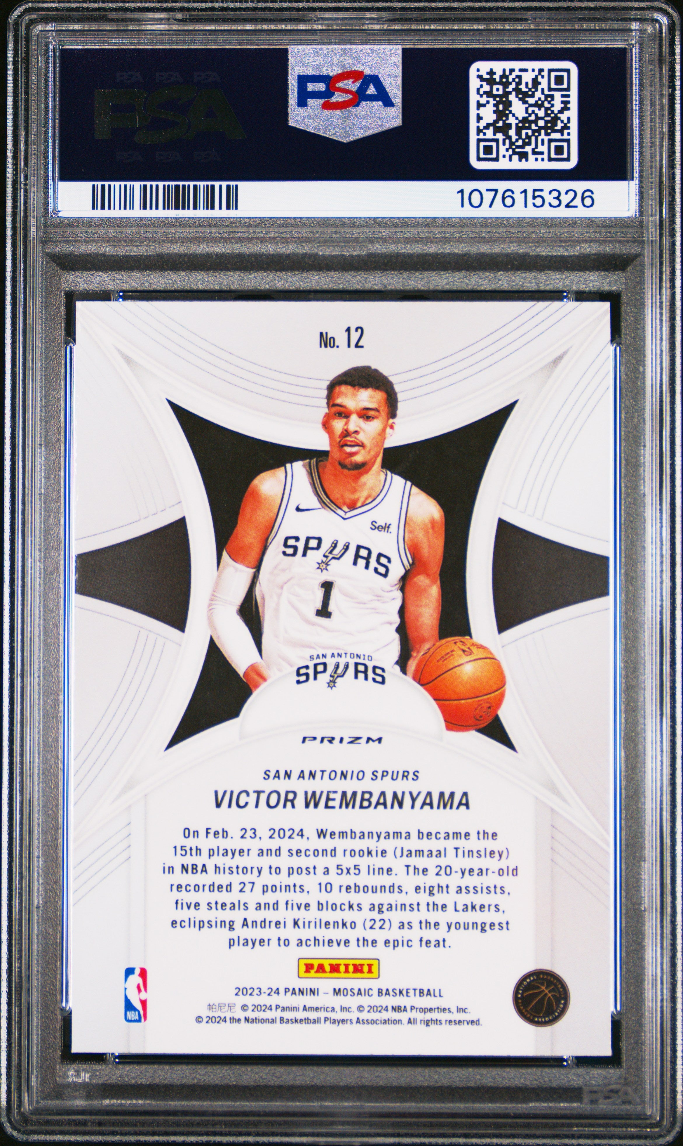 2023 Panini Mosaic Epic Performers #12 Victor Wembanyama PSA 9