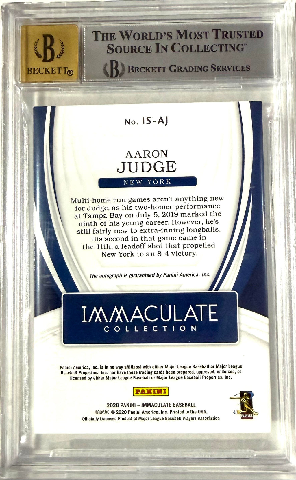 2020 Immaculate Collection Auto Aaron Judge IS-AJ BGS 9 Auto 10 18/25 POP 1