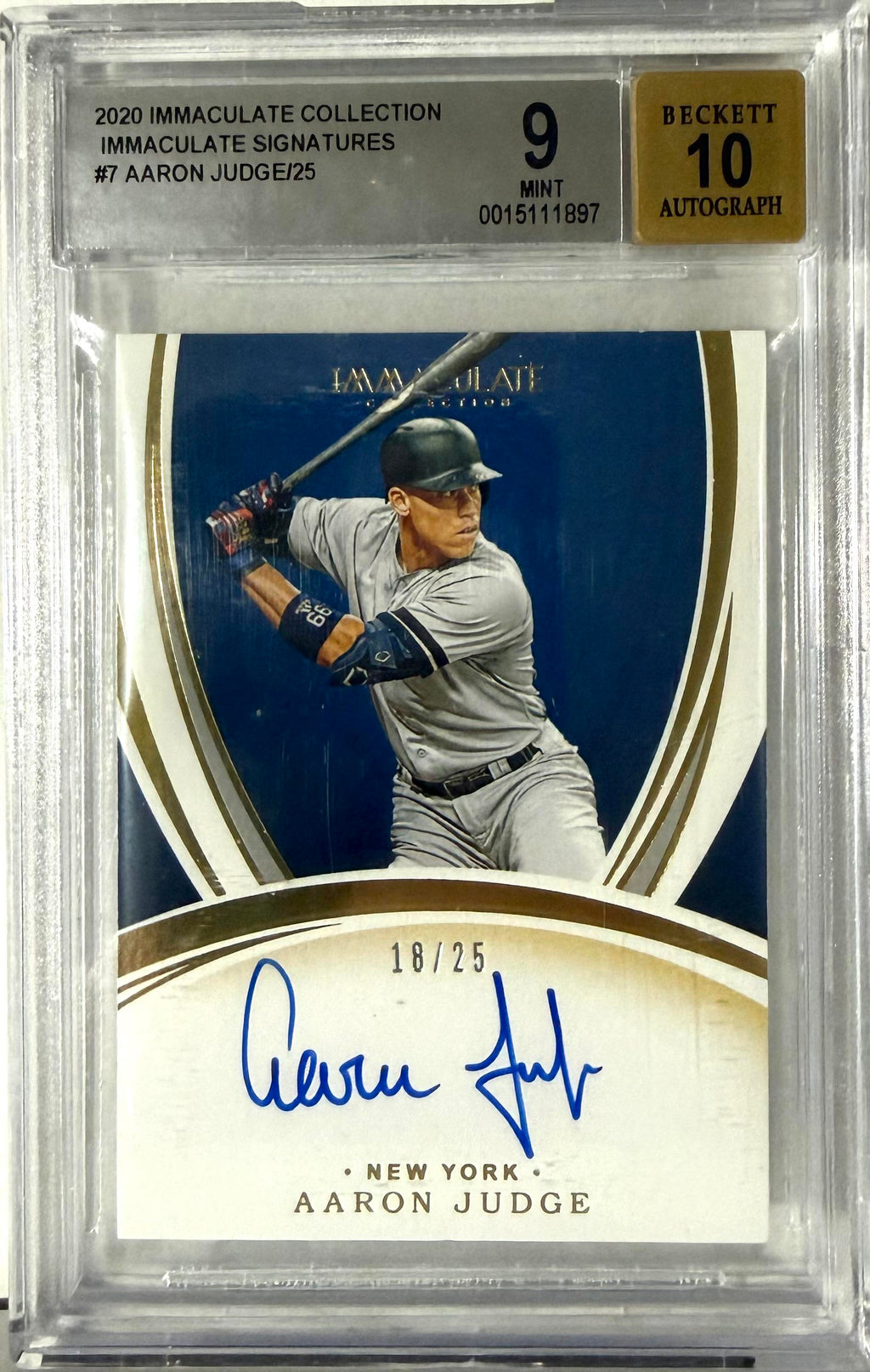 2020 Immaculate Collection Auto Aaron Judge IS-AJ BGS 9 Auto 10 18/25 POP 1