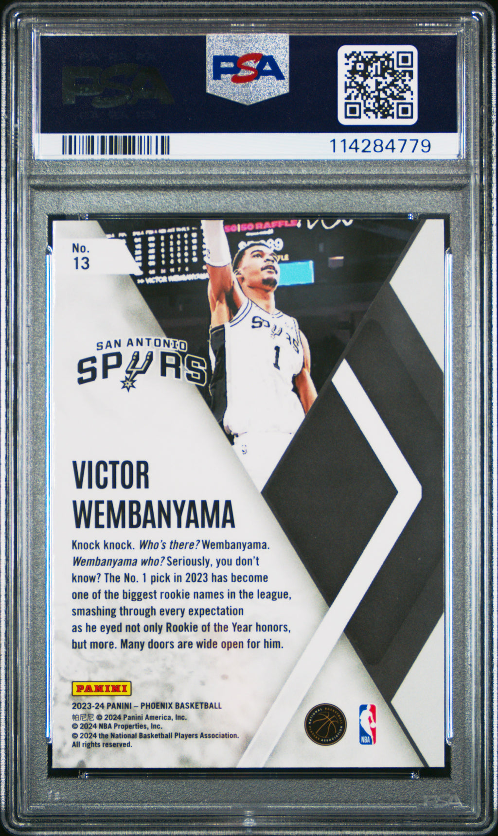 2023 Panini Phoenix Instant Phenom #13 Victor Wembanyama PSA 10