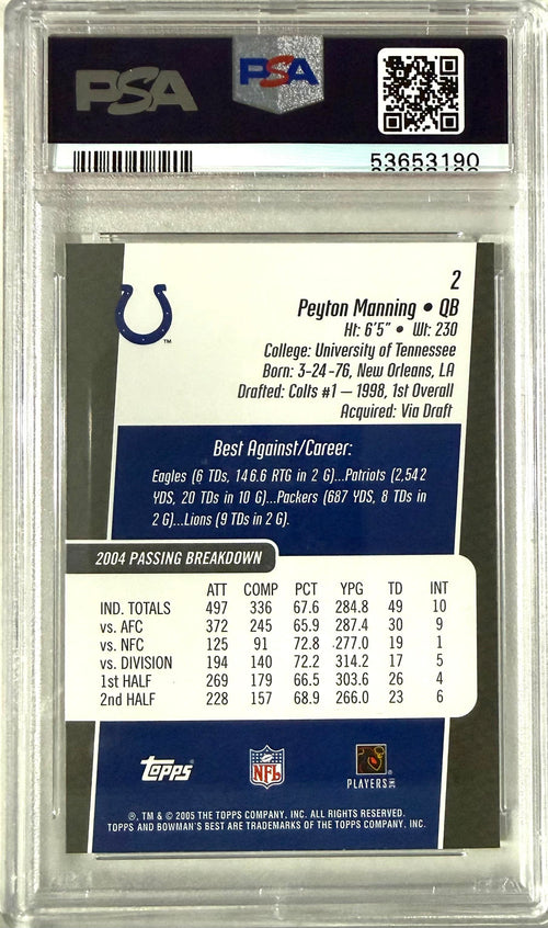 2005 Bowman's Best Bowman #2 Peyton Manning PSA 10