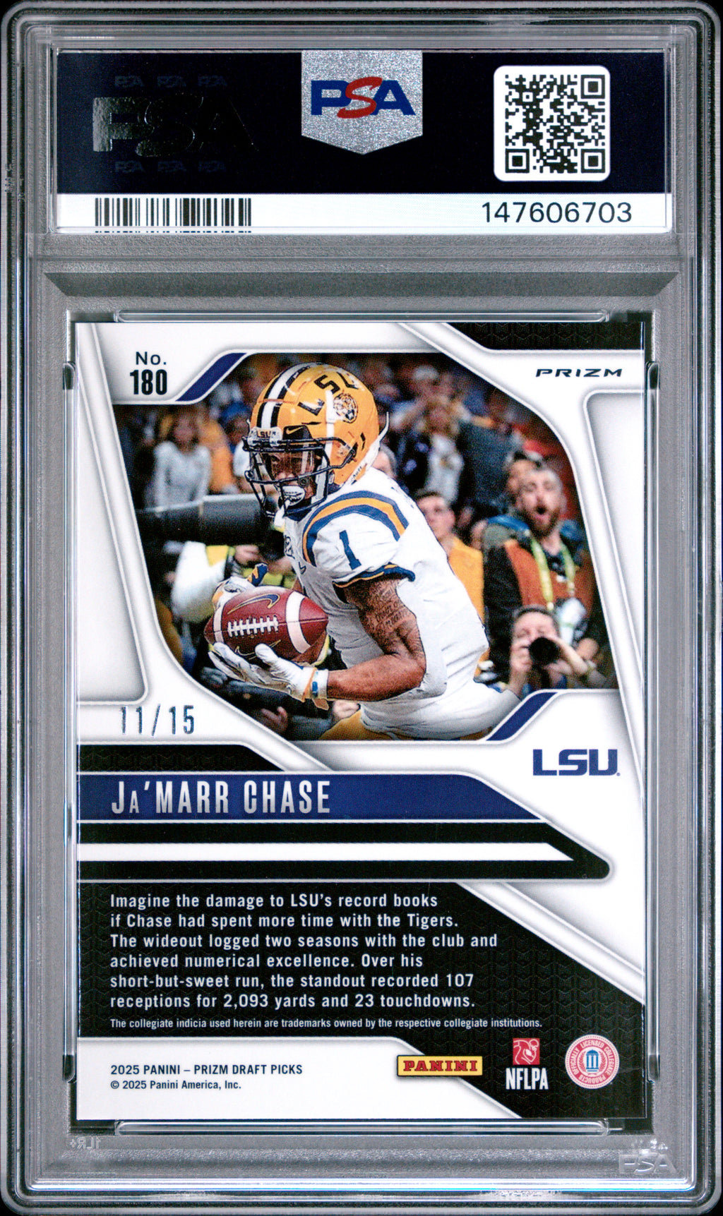 2025 Panini Prizm Draft Picks #180 Ja'Marr Chase PSA 10