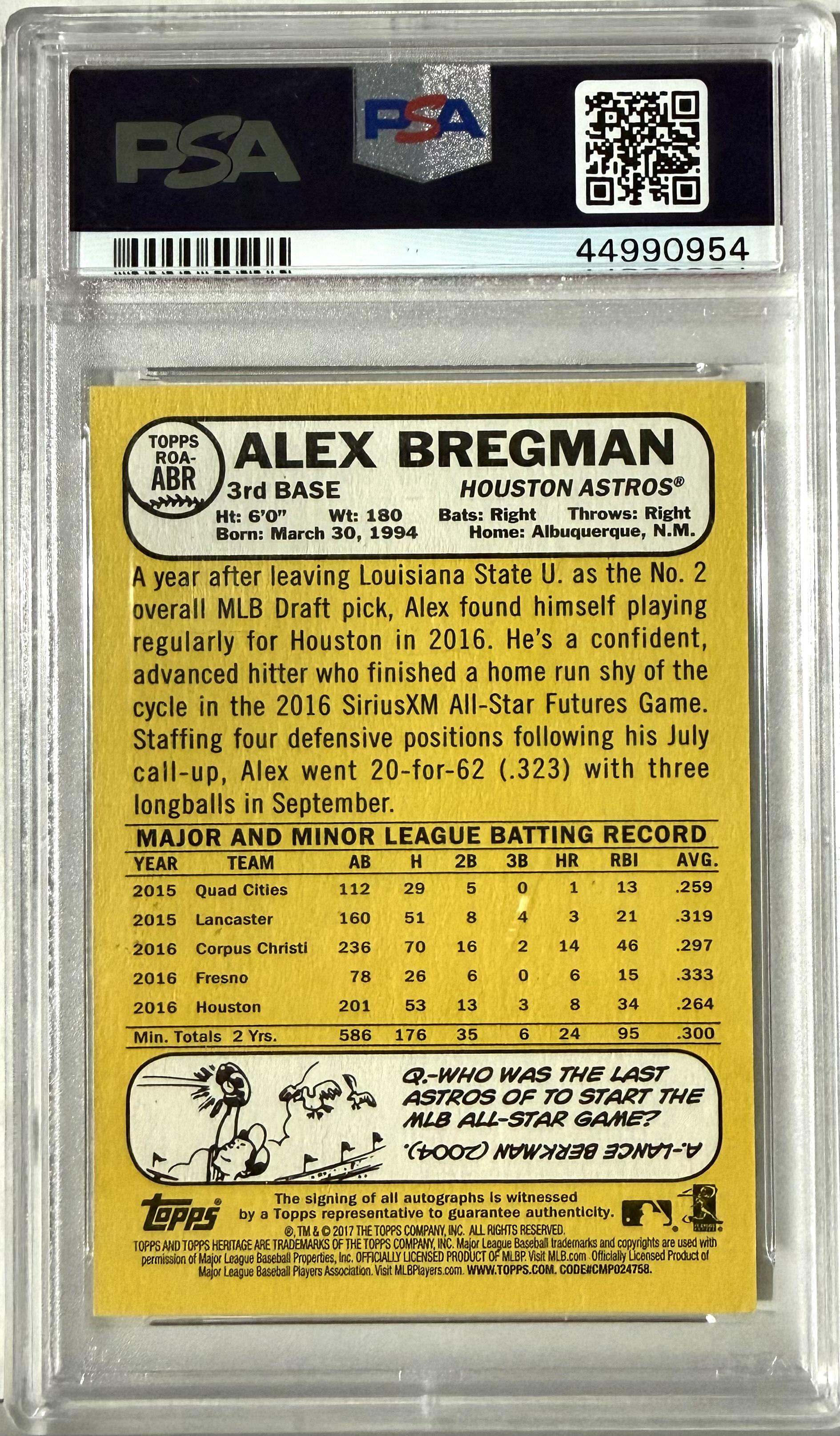 2017 Topps Heritage Topps #ROA-ABR Alex Bregman PSA 10