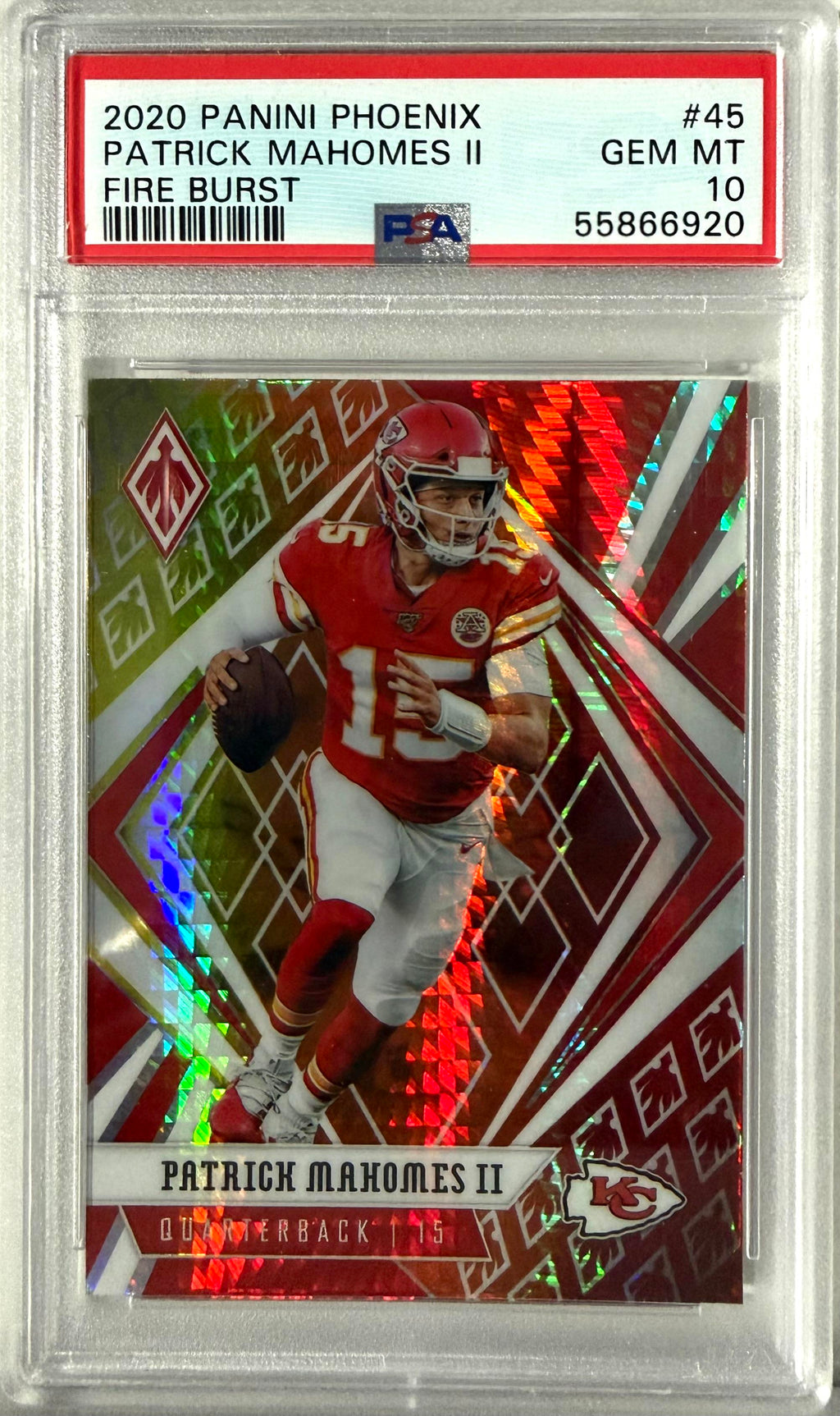2020 Panini Phoenix #45 Patrick Mahomes II Fire Burst PSA 10