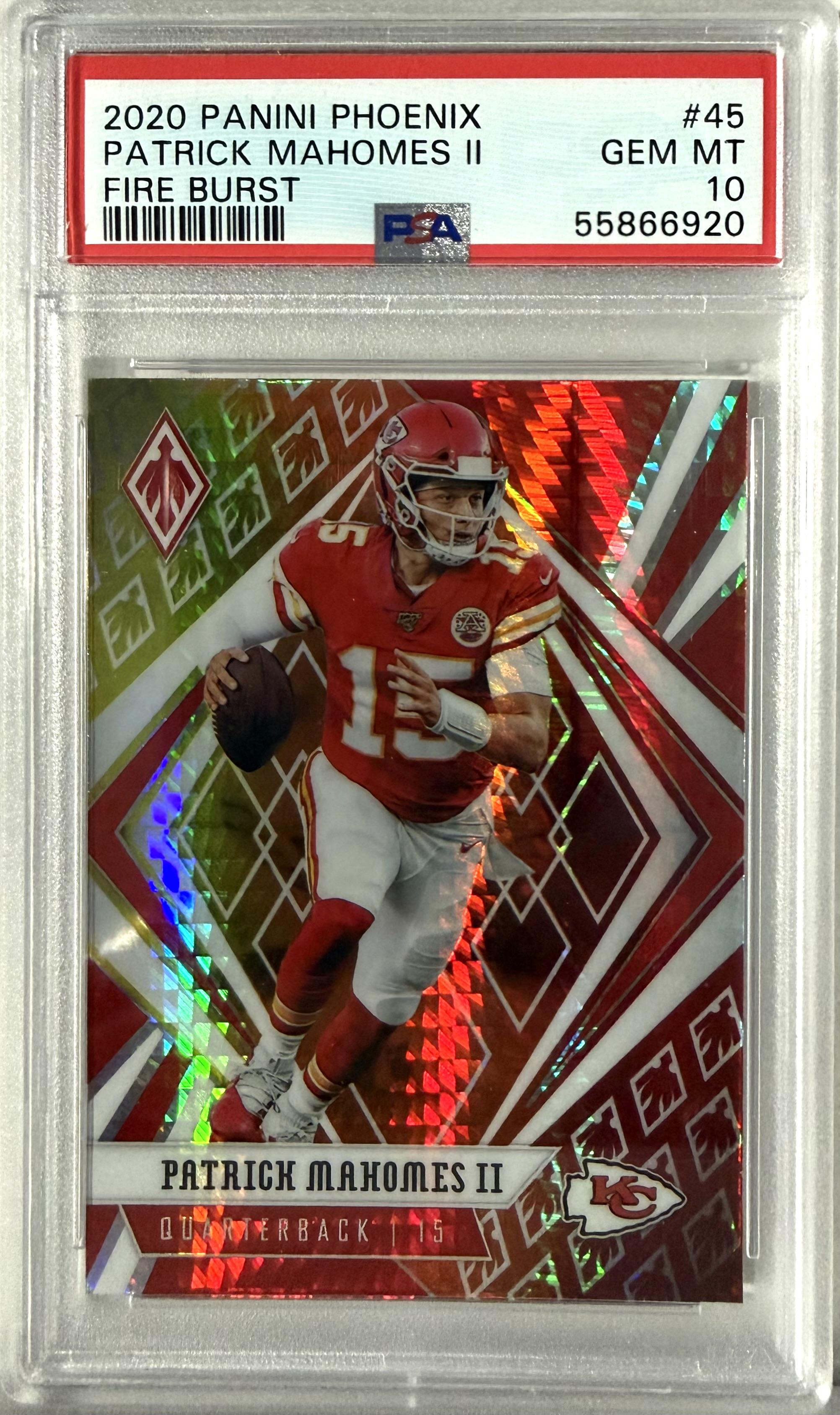2020 Panini Phoenix #45 Patrick Mahomes II Fire Burst PSA 10