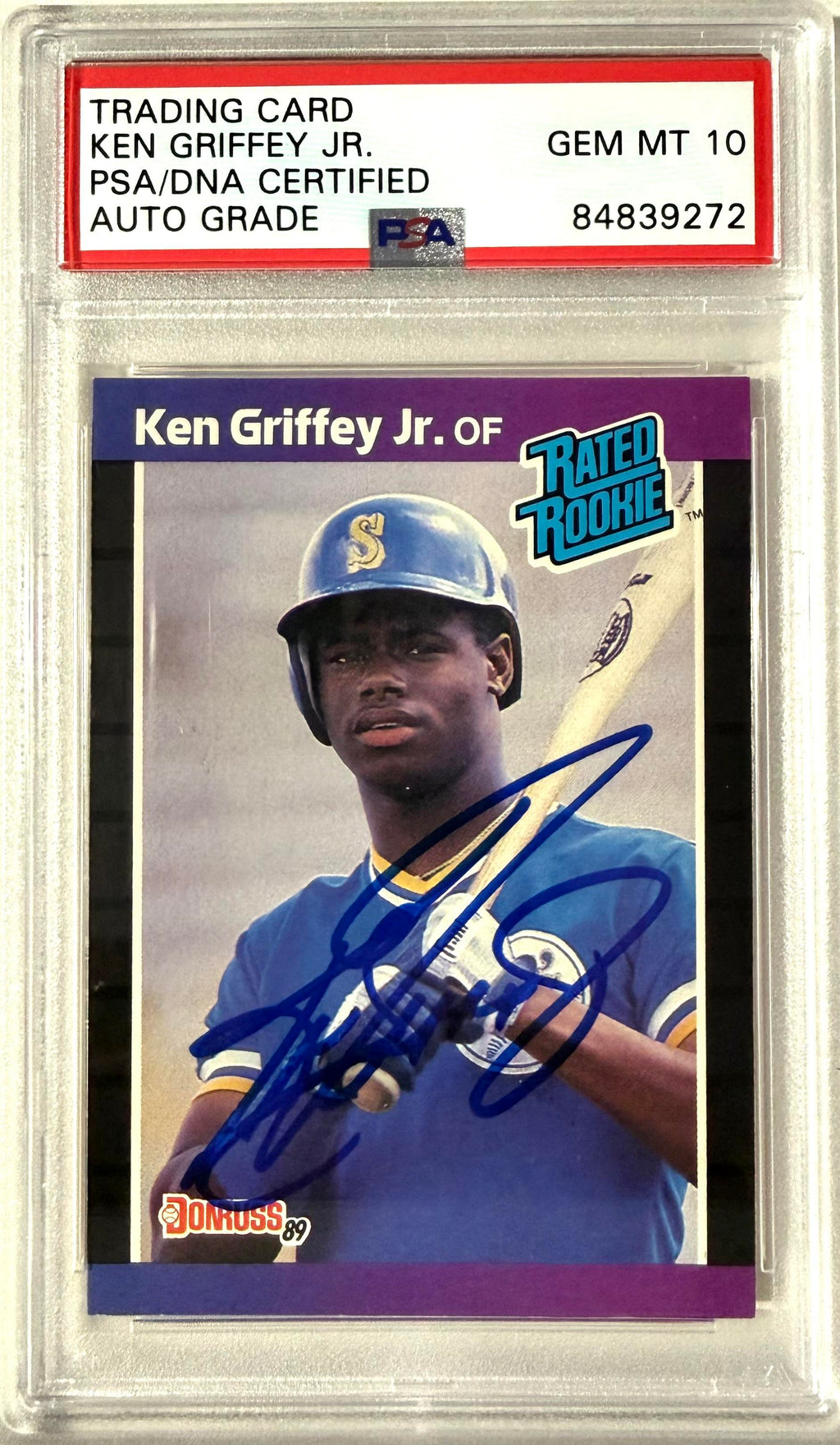 1989 Donruss Donruss #33 Ken Griffey Jr. Rookie Autograph PSA 10