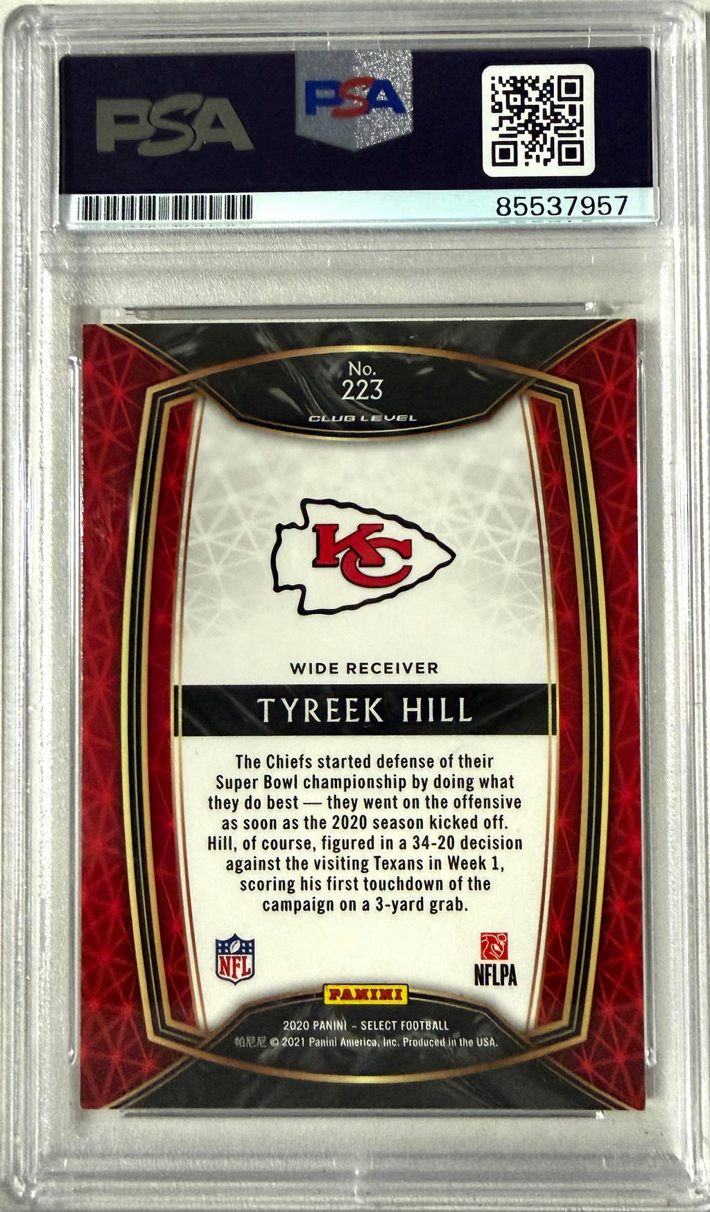 2020 Panini Select Select #223 Tyreek Hill PSA Authentic