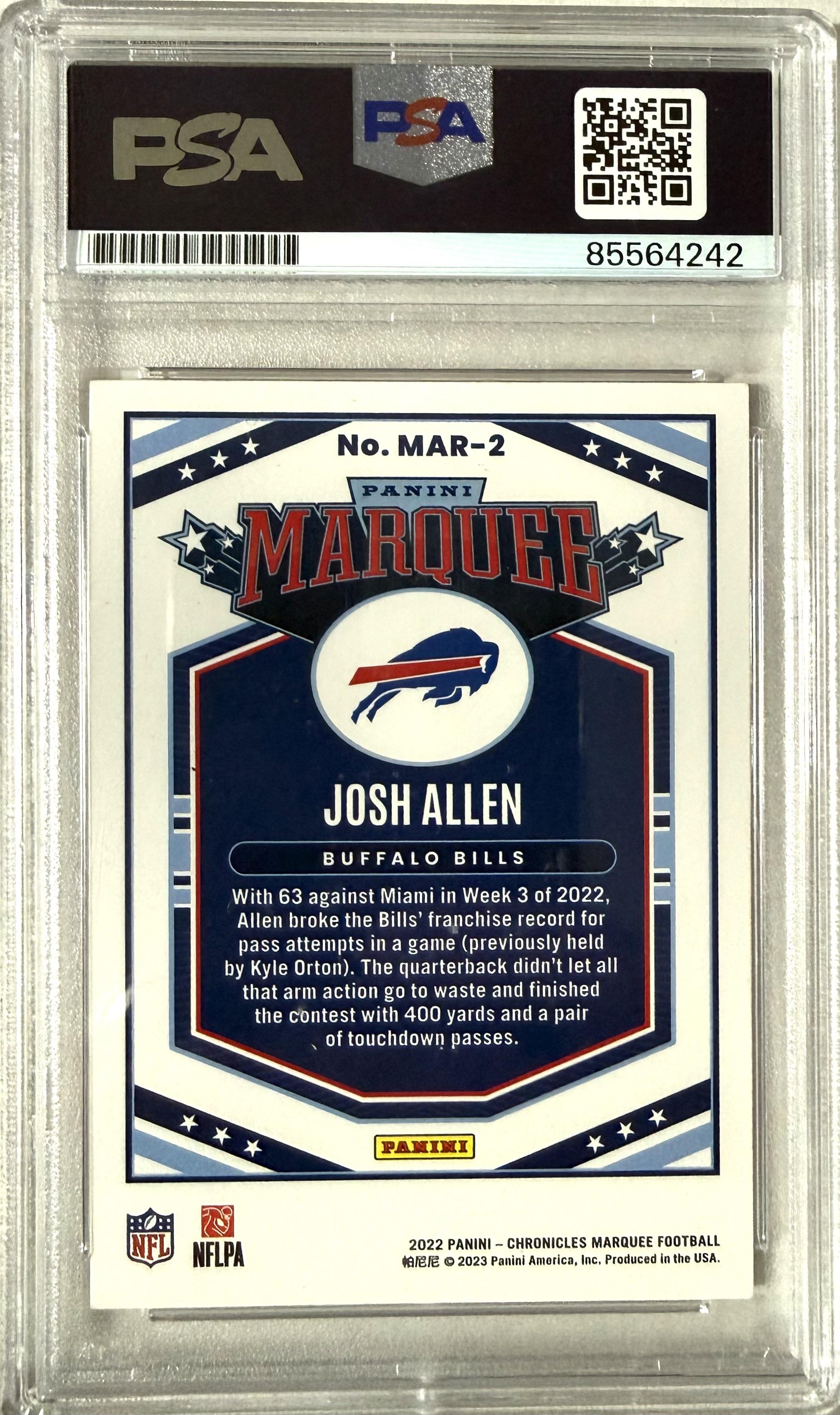 2022 Panini Chronicles Panini #MAR-2 Josh Allen PSA Authentic