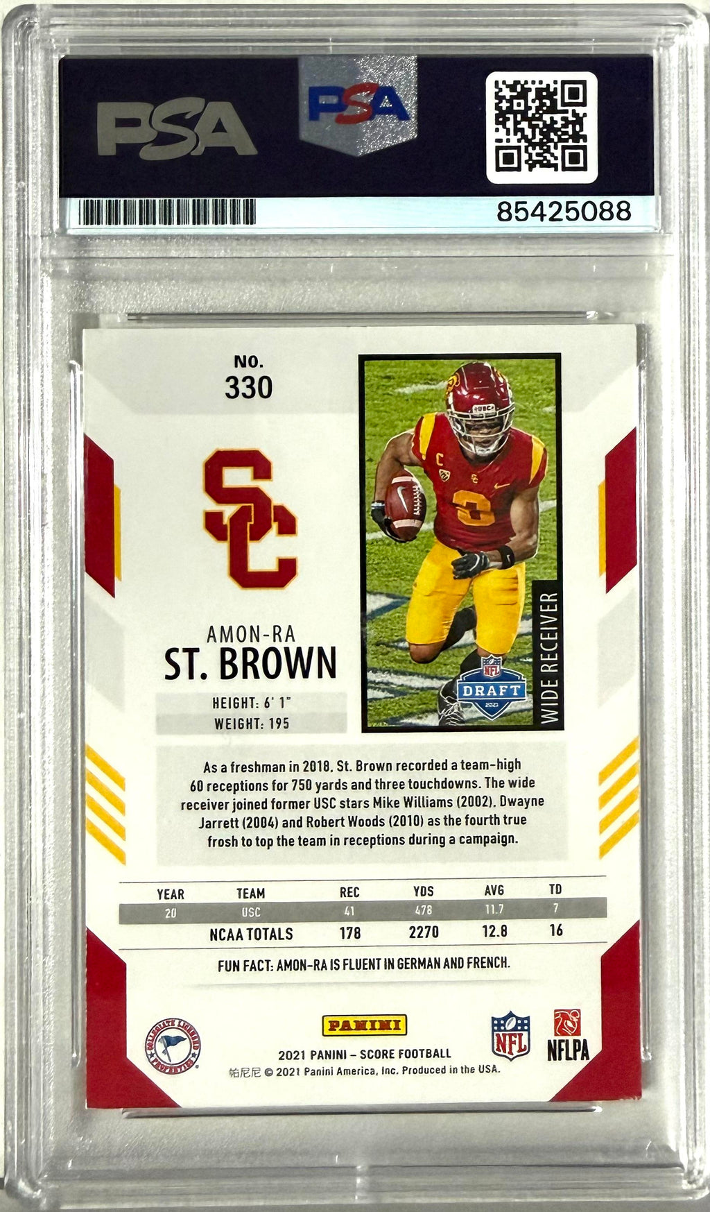 2021 Score Score #330 Amon-Ra St. Brown Rookie Autograph
