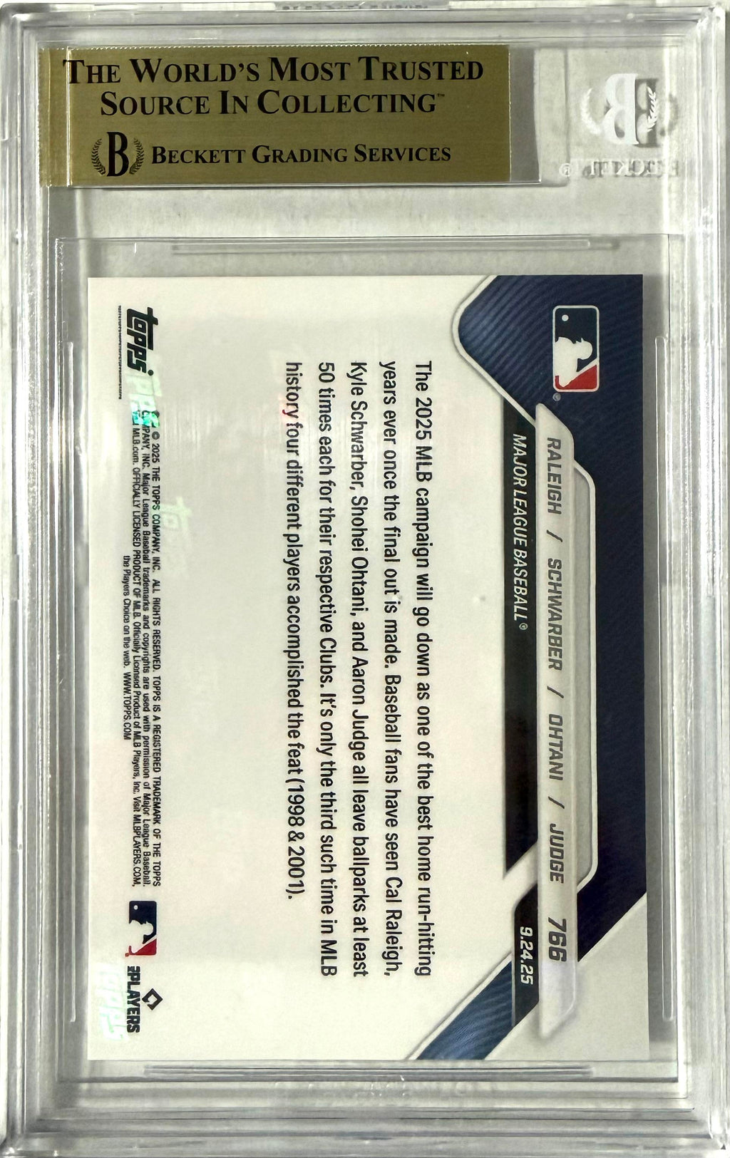 2025 Topps Now #766 Raleigh / Schwarber / Shohei Ohtani / Aaron Judge BGS 10