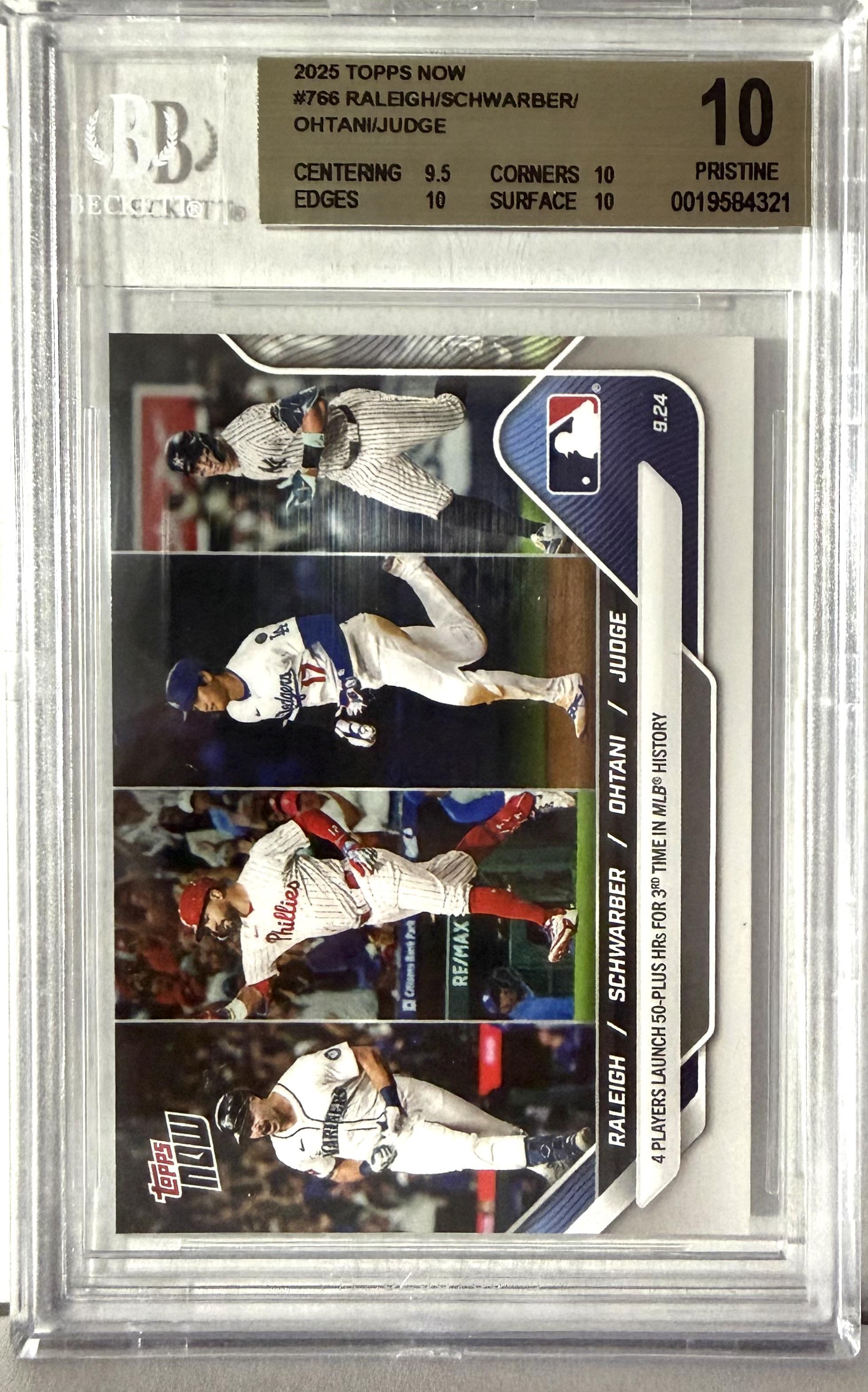 2025 Topps Now #766 Raleigh / Schwarber / Shohei Ohtani / Aaron Judge BGS 10