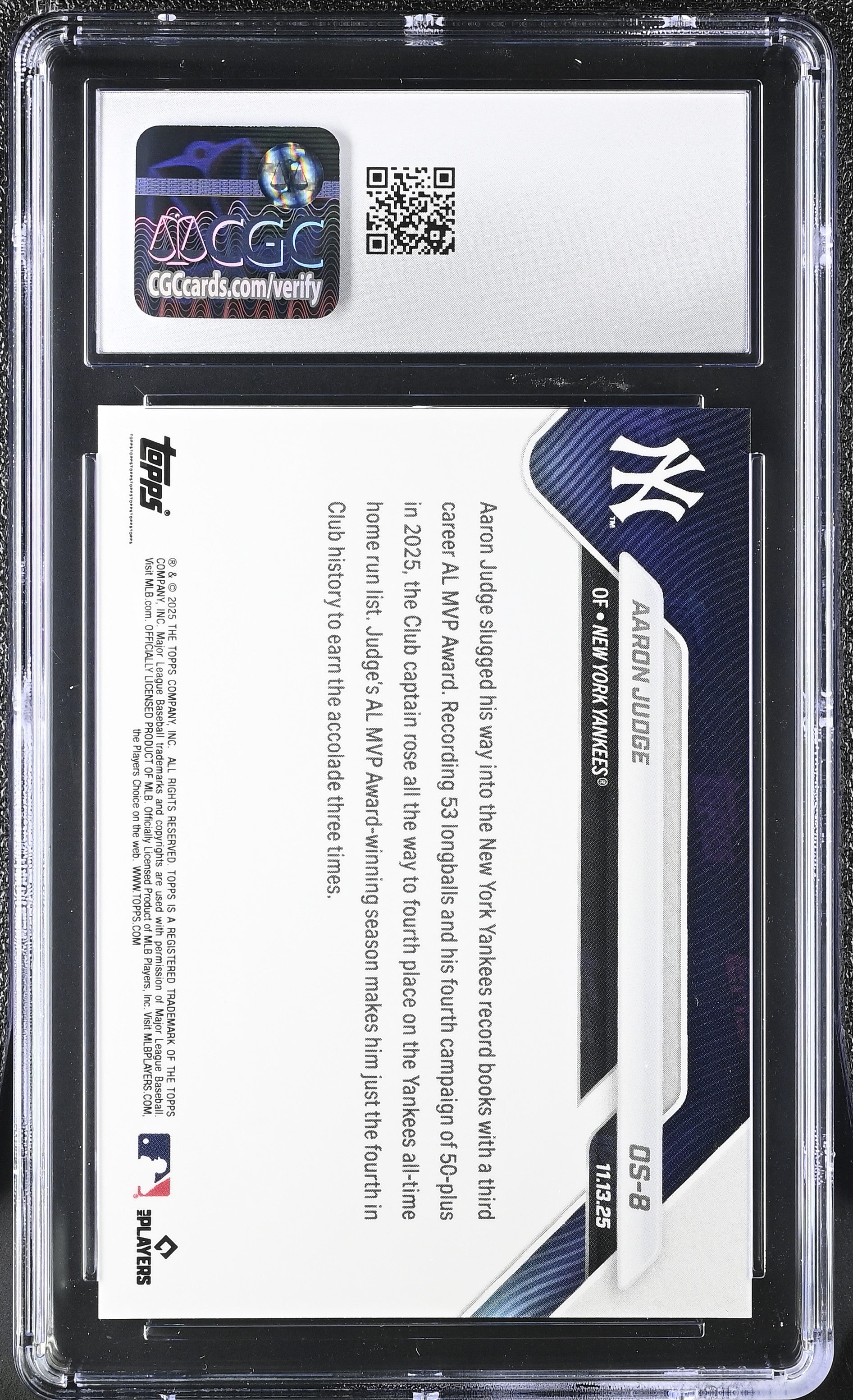 2025-26 Now #OS-8 Aaron Judge Off-Season CGC 10