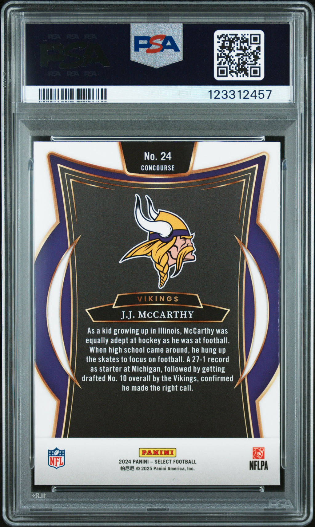 2024 Panini Select #24 Jj Mccarthy PSA 10