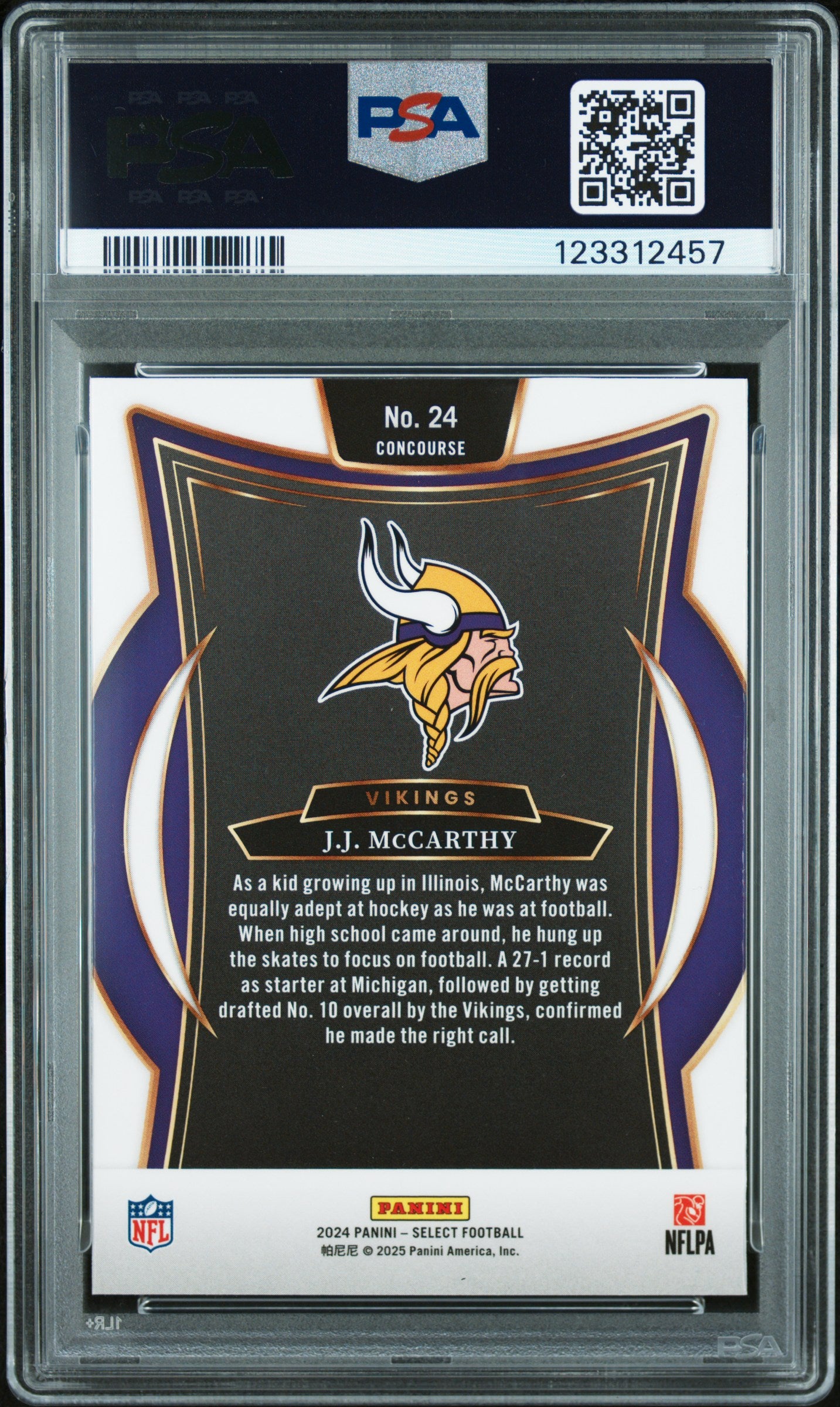 2024 Panini Select #24 Jj Mccarthy PSA 10