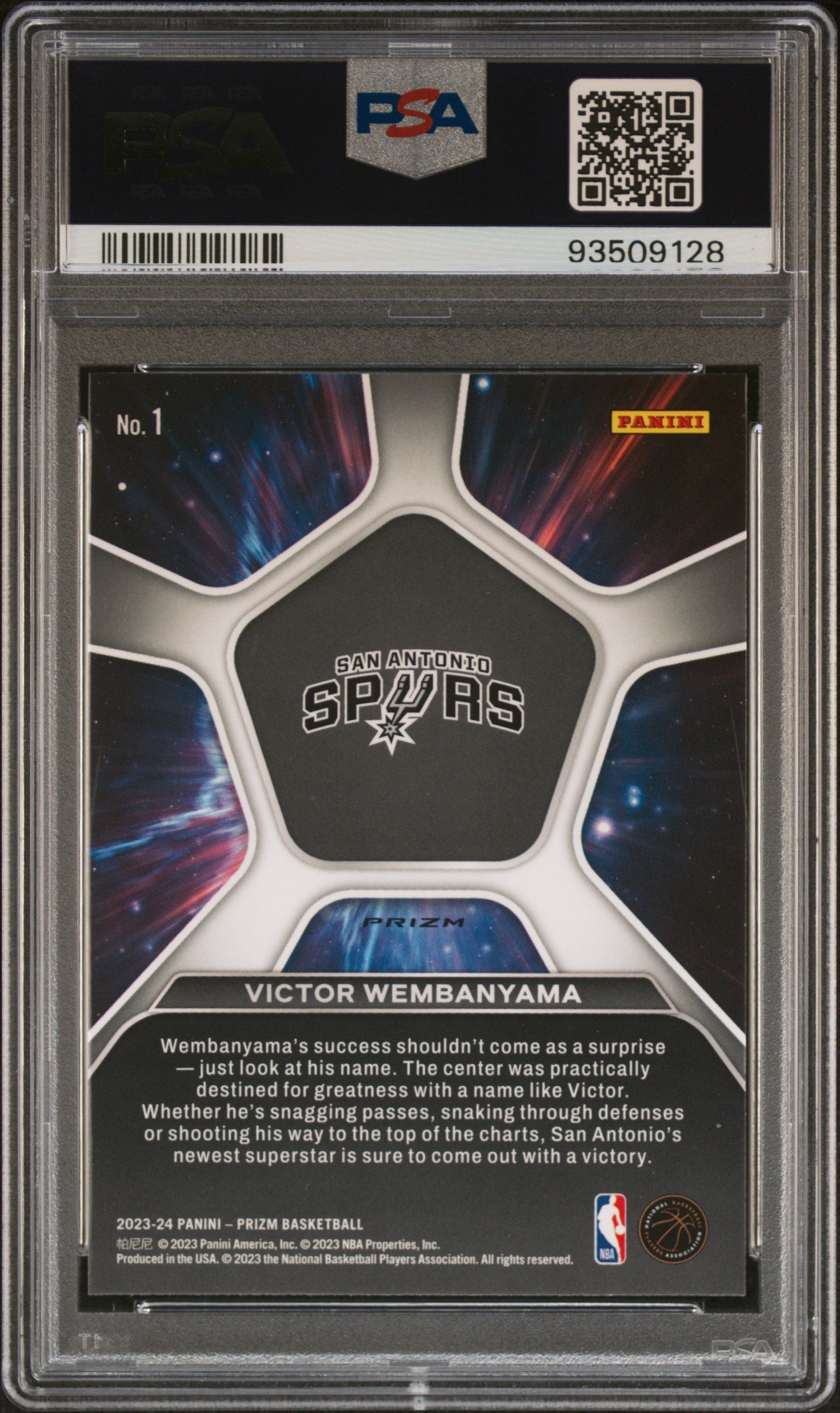 2023 Panini Prizm Deep Space #1 Victor Wembanyama PSA 9
