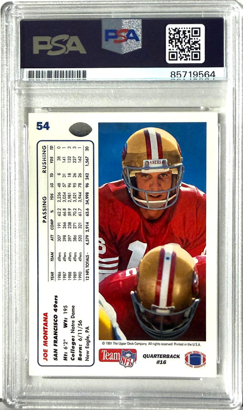 1991 Upper Deck #54 Joe Montana PSA Auto