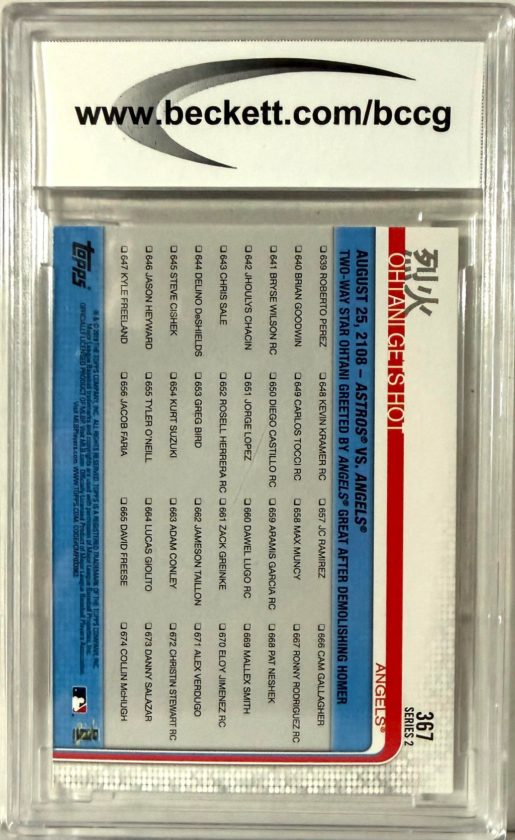 2019 Topps Topps #367 烈火 Ohtani Gets Hot BCCG 10 - ERROR CARD