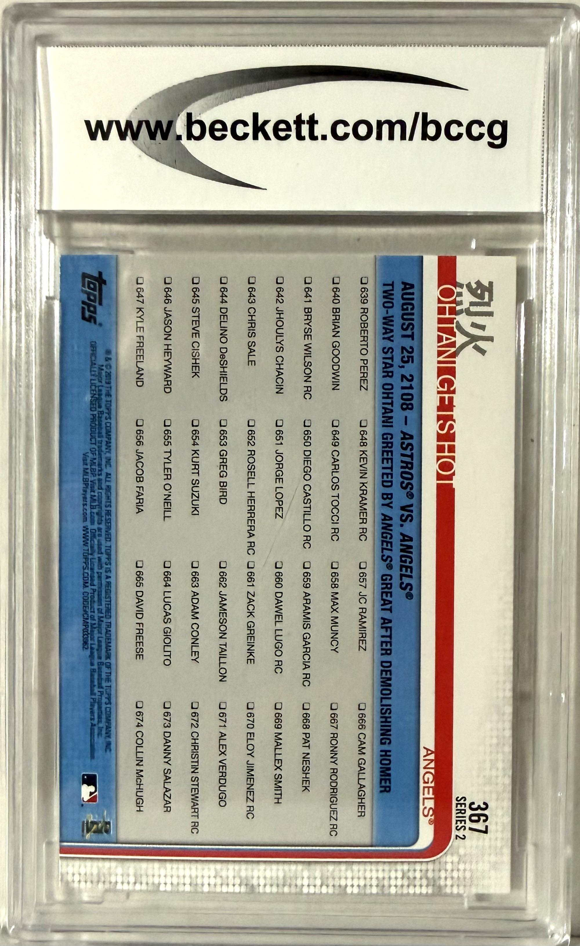 2019 Topps Topps #367 烈火 Ohtani Gets Hot BCCG 10 - ERROR CARD