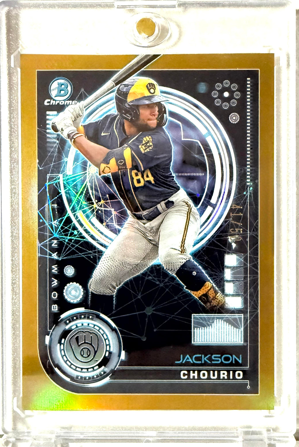 2024 Bowman #BAI-16 Jackson Chourio Bowman A.I. Gold Refractors #/50