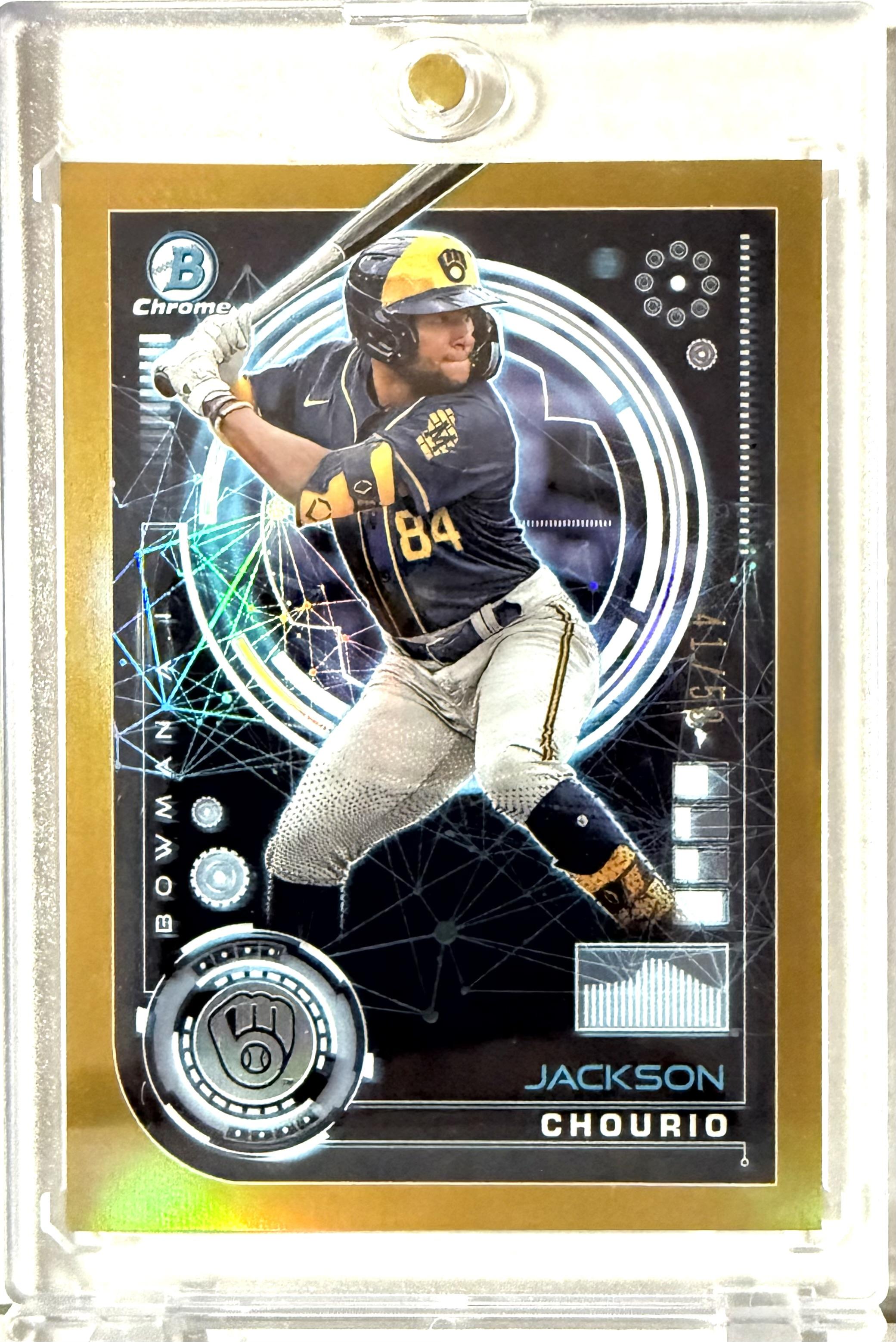 2024 Bowman #BAI-16 Jackson Chourio Bowman A.I. Gold Refractors #/50