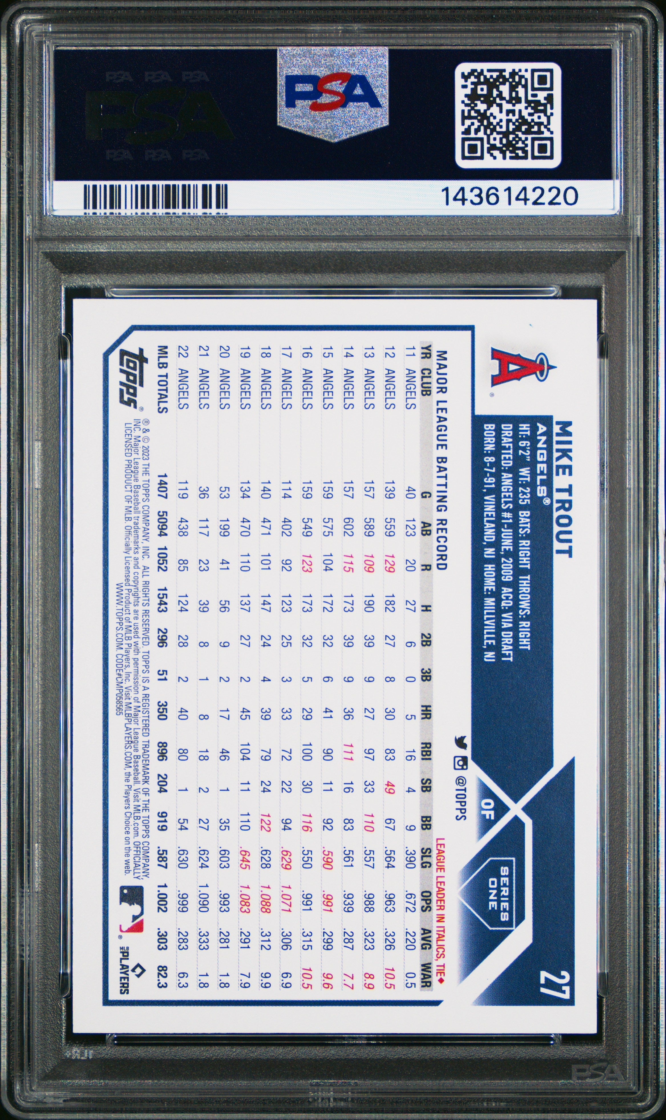 Bowman's Best #27 Mike Trout Gold Foil PSA 9