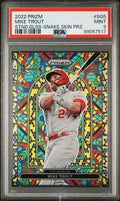 2022 Panini Prizm Stained Glass Snake Skin Prizm #SG5 Mike Trout PSA 9 18/50