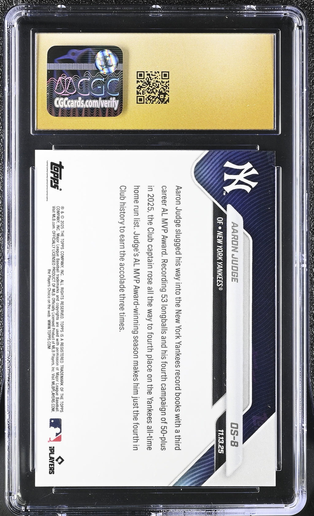 2025-26 Now #OS-8 Aaron Judge Off-Season CGC 10
