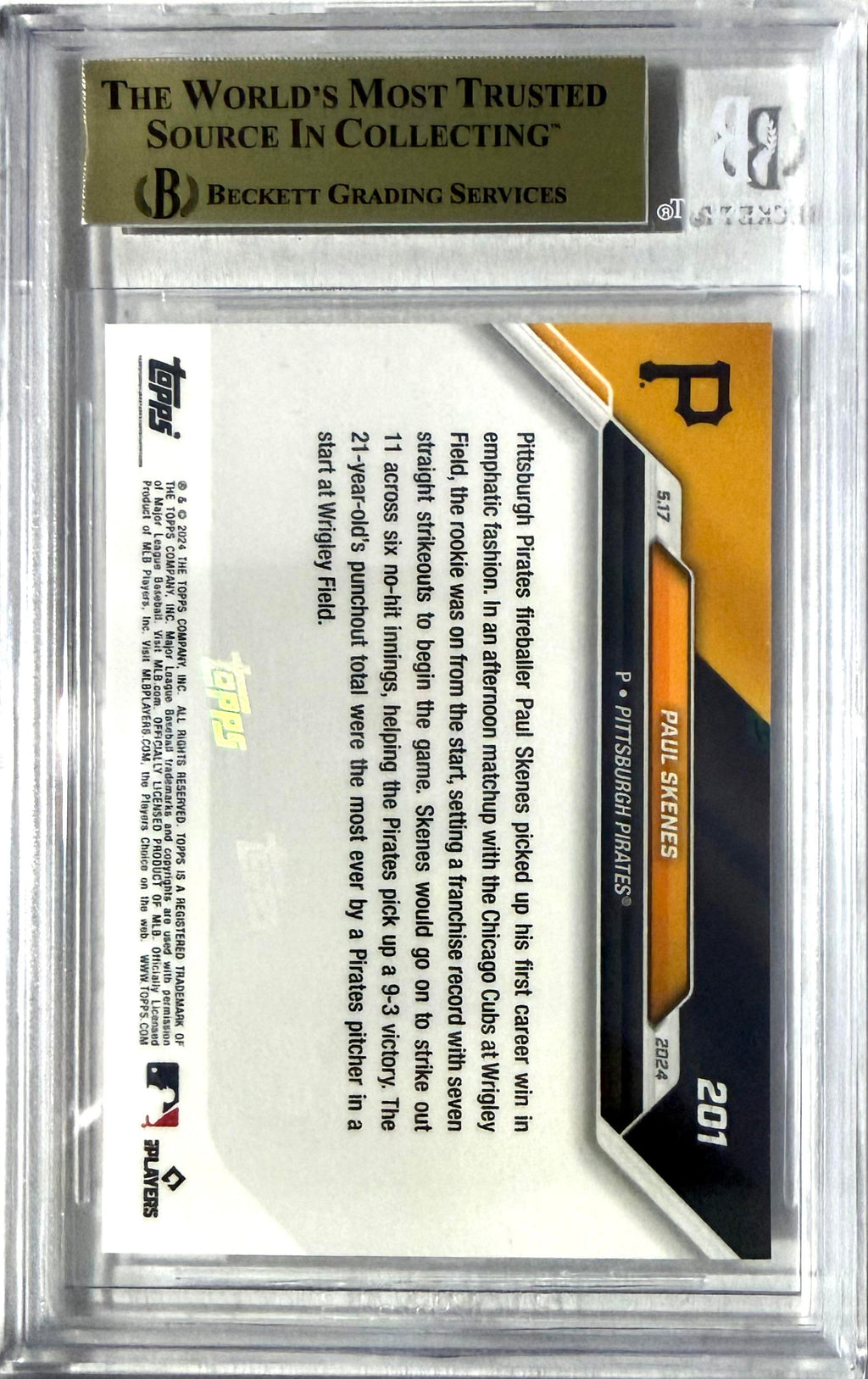 2024 Topps Now #201 Paul Skenes BGS 10