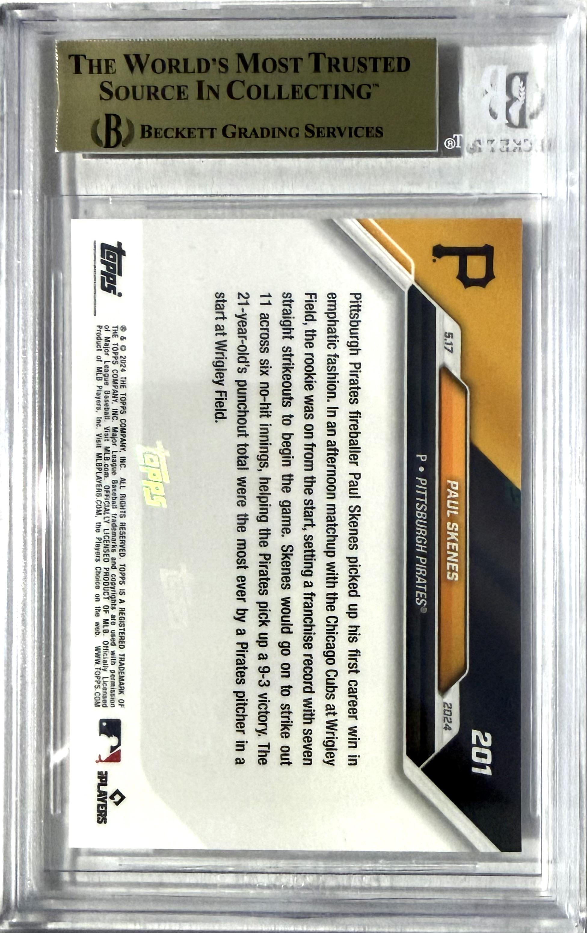 2024 Topps Now #201 Paul Skenes BGS 10