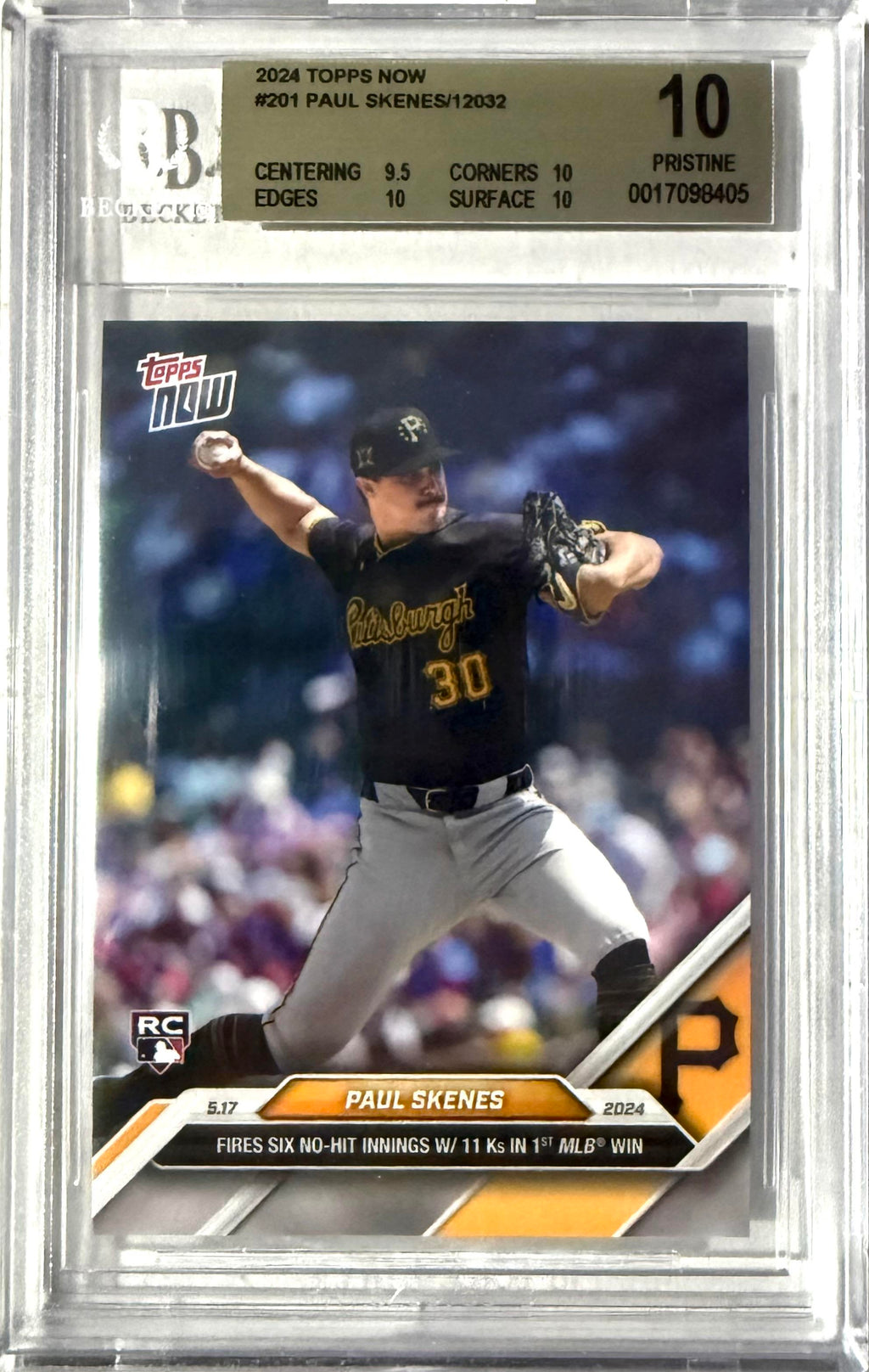 2024 Topps Now #201 Paul Skenes BGS 10