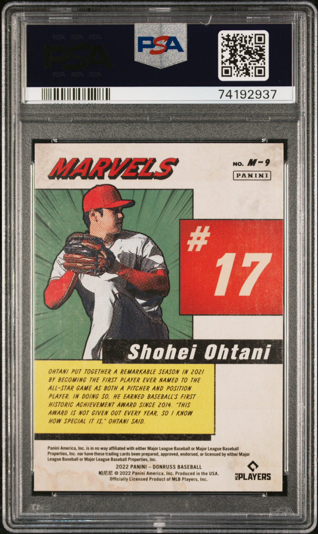 2022 Panini Donruss Marvels #M9 Shohei Ohtani Marvels-Diamond PSA 10