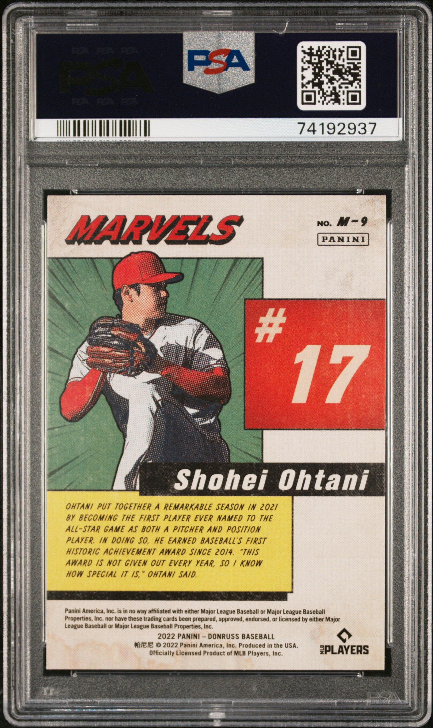 2022 Panini Donruss Marvels #M9 Shohei Ohtani Marvels-Diamond PSA 10