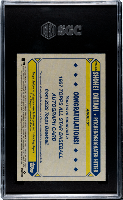 2022 Topps #87ASA-SHO Shohei Ohtani '87 Topps Design All-Star Auto. SGC 9 /25