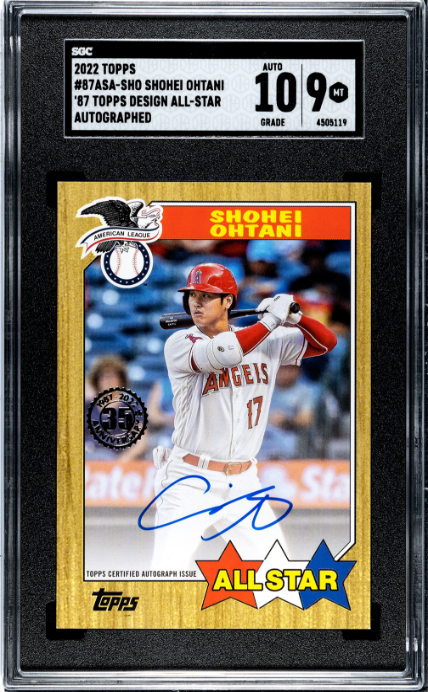 2022 Topps #87ASA-SHO Shohei Ohtani '87 Topps Design All-Star Auto. SGC 9 /25