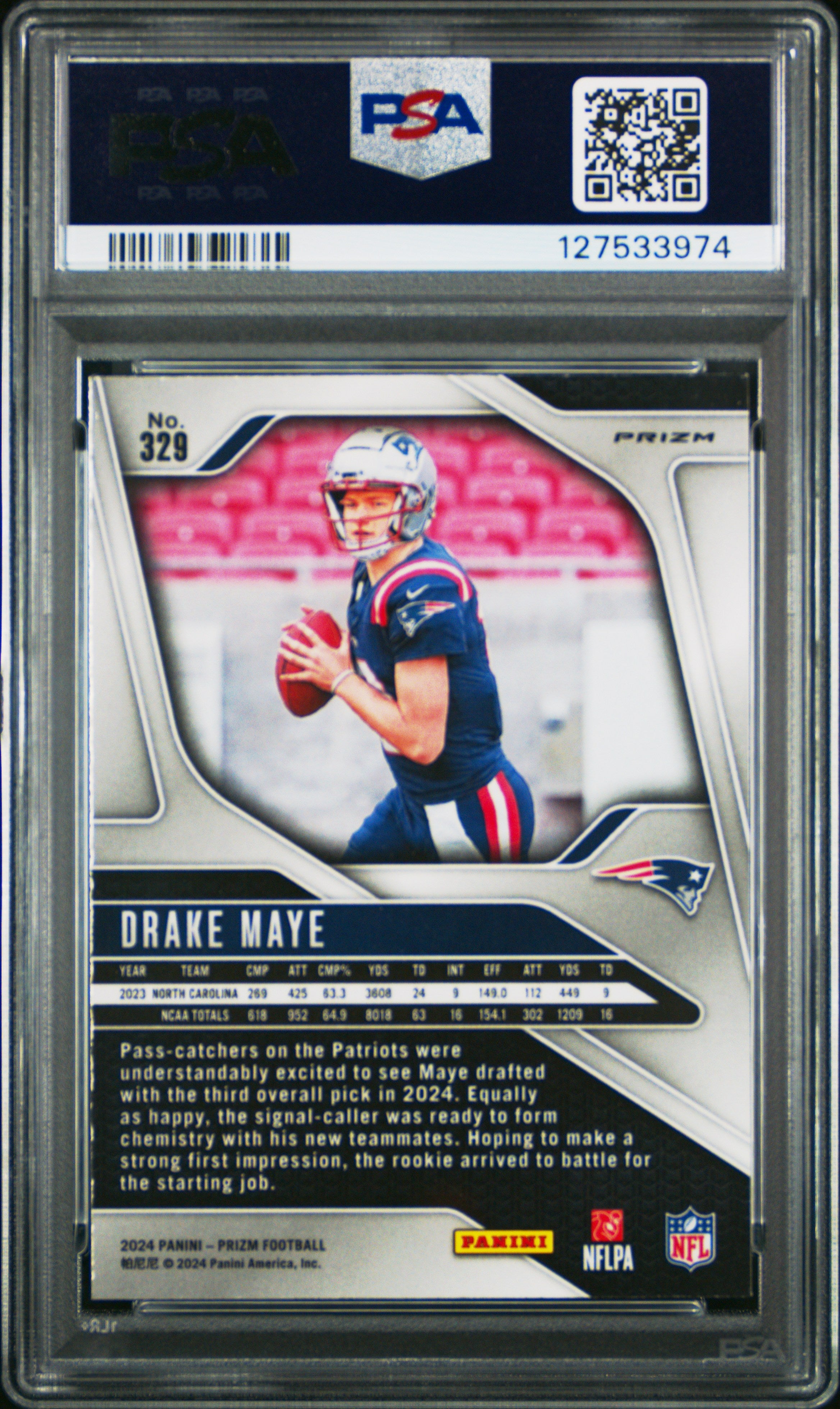 2024 Panini Prizm #329 Drake Maye PSA 9