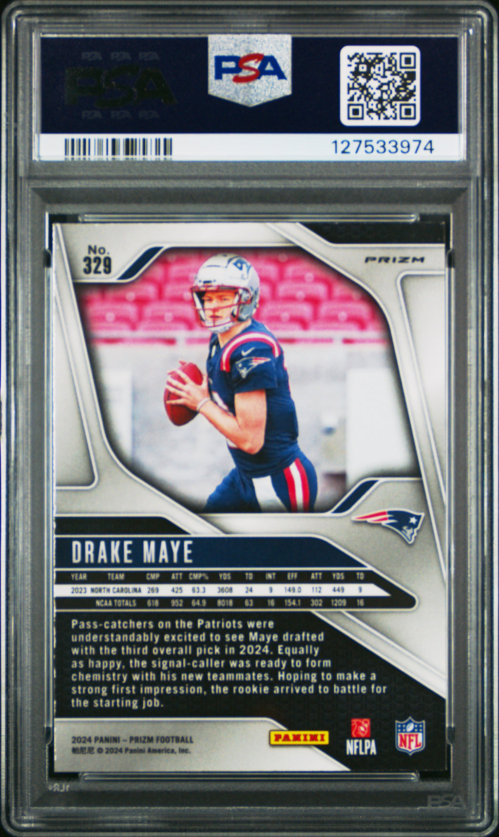 2024 Panini Prizm Prizm #329 Drake Maye PSA 9