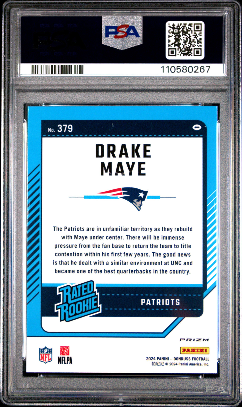 2024 Panini Donruss Donruss #379 Drake Maye PSA 9