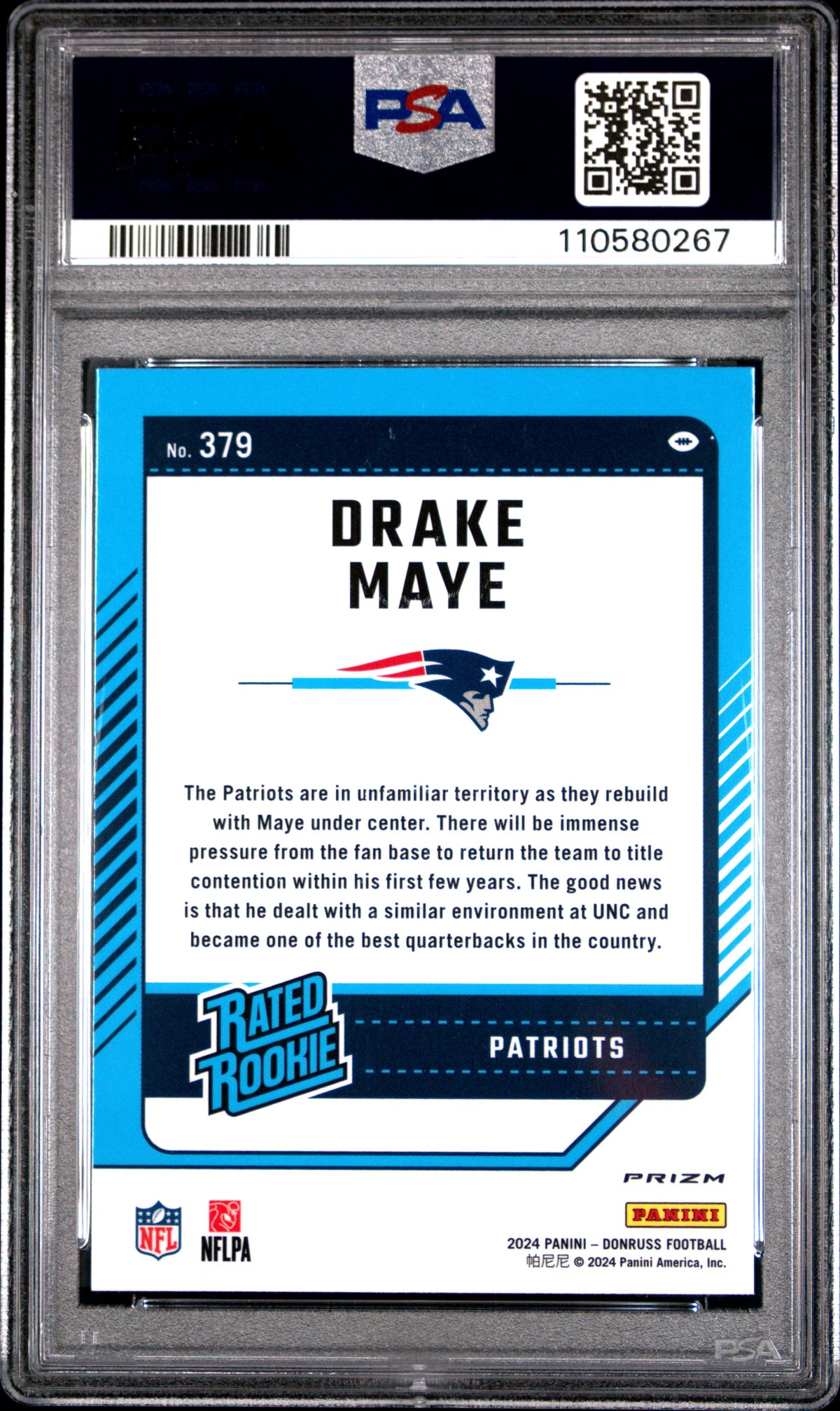 2024 Panini Donruss Donruss #379 Drake Maye PSA 9