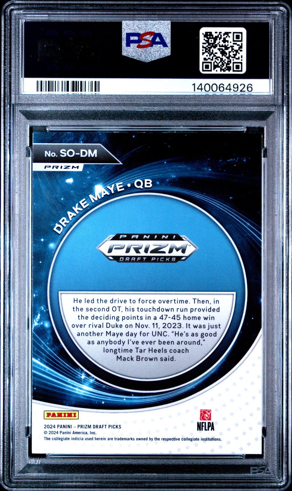2024 Panini Prizm Draft Picks Student Orientation Prizm #SODM Drake Maye PSA 10