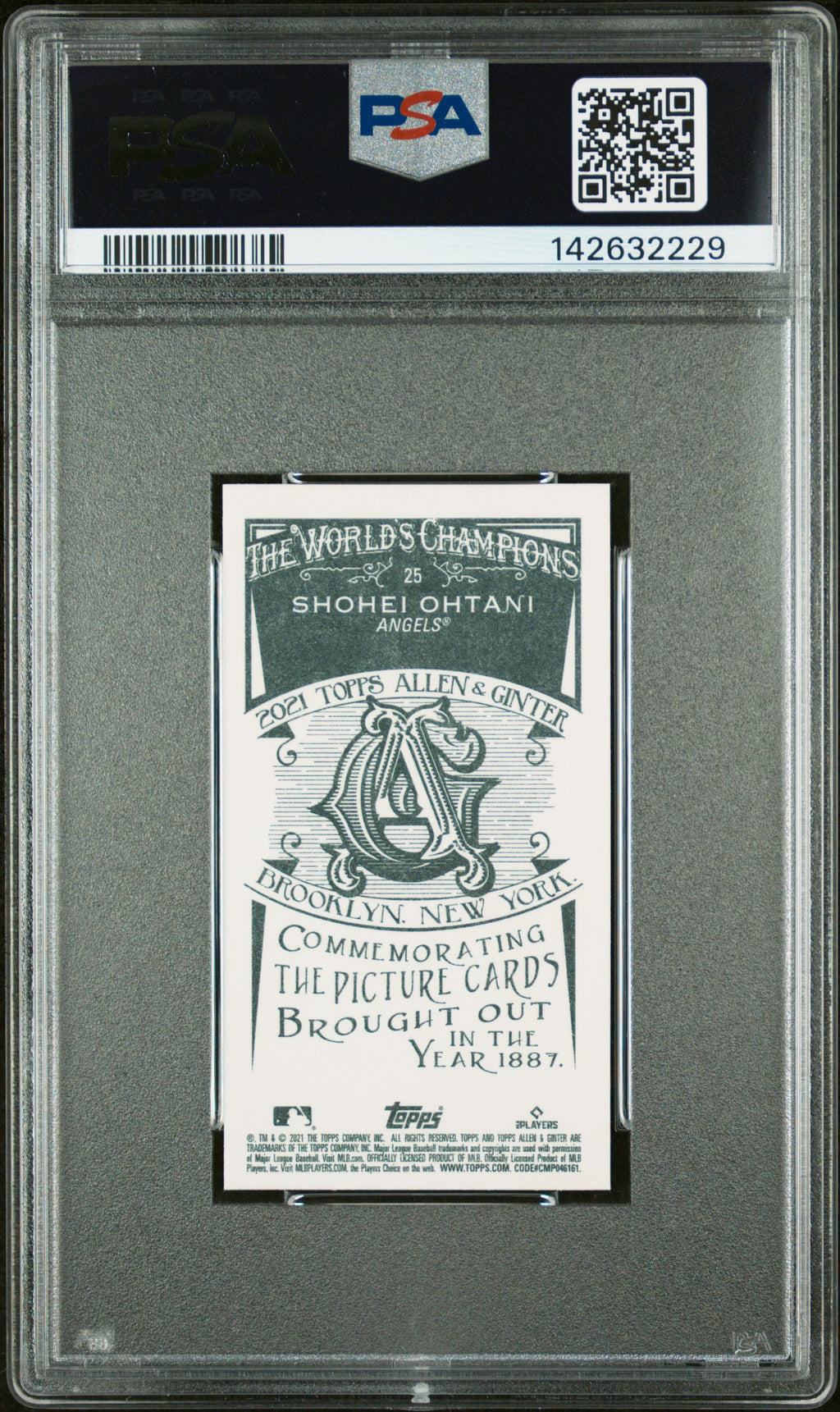 2021 Topps Allen & Ginter #25 Shohei Ohtani Mini-Allen & Ginter Back PSA 10