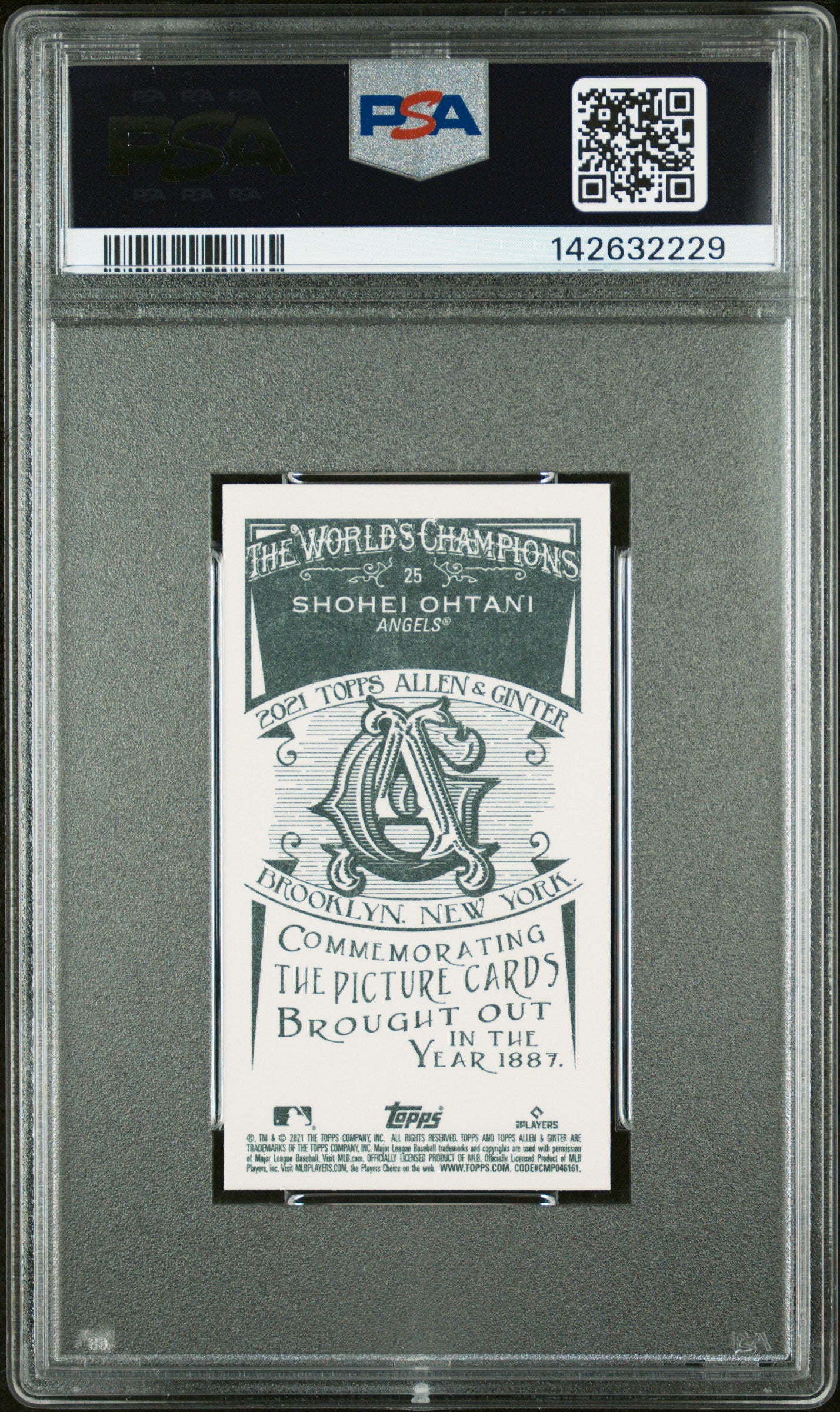 2021 Topps Allen & Ginter #25 Shohei Ohtani Mini-Allen & Ginter Back PSA 10