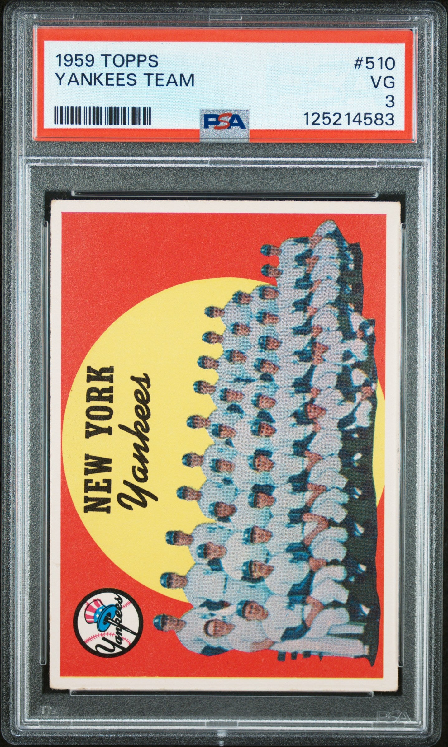 1959 Topps #510 Yankees Team PSA 3