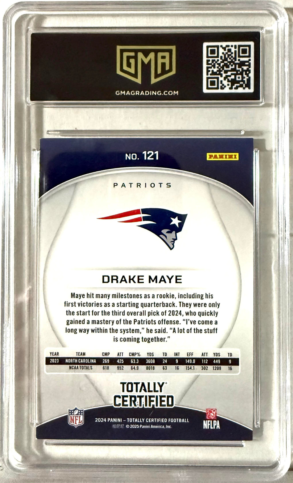 2024 Panini Totally Certified Panini #121 Drake Maye Rookie GMA 9