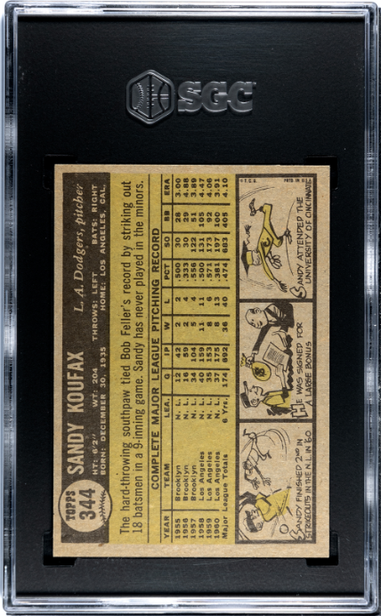 1961 Topps #344 Sandy Koufax SGC 7.5
