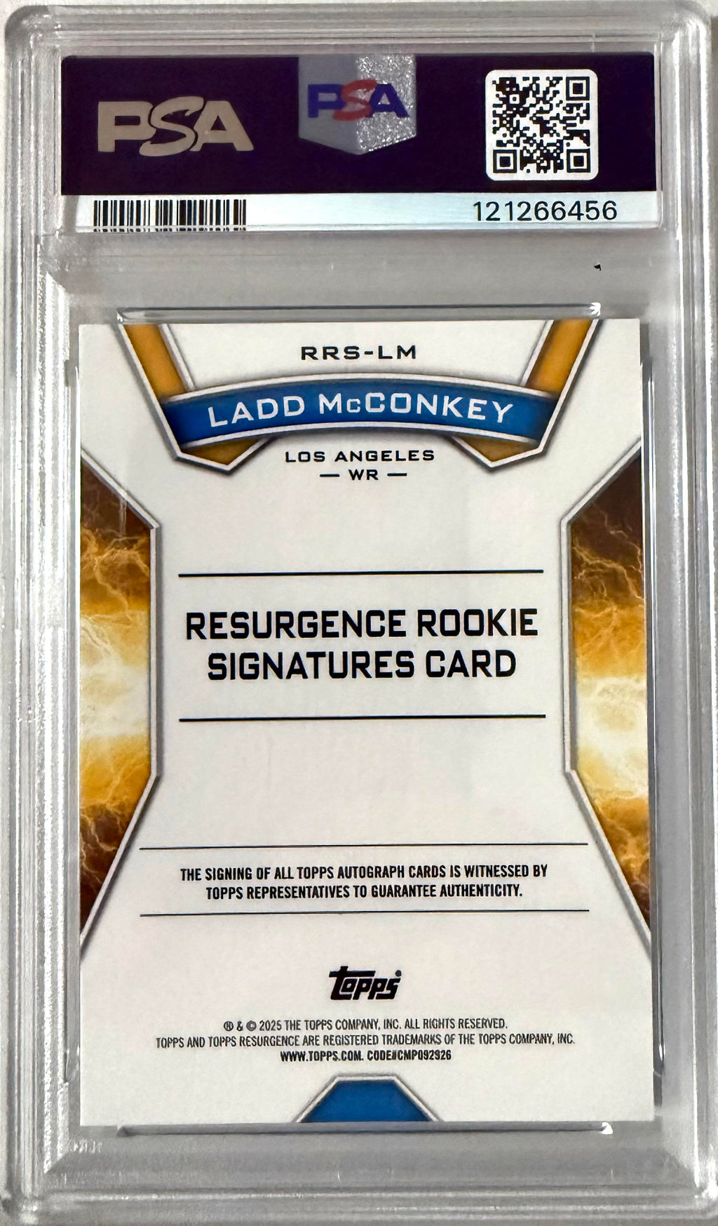2024 Topps Resurgence Topps #RRS-LM Ladd McConkey PSA 9 Auto 10 #/249
