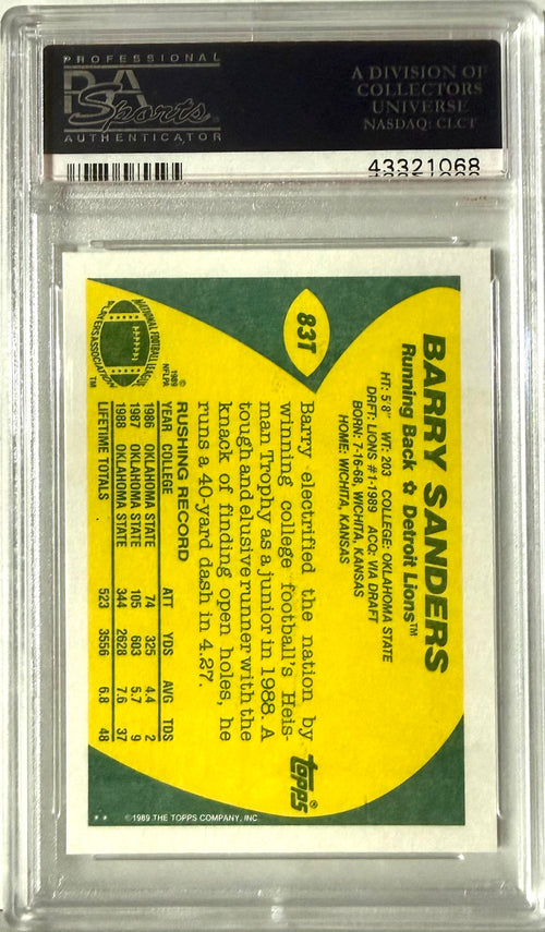 1989 Topps Traded Topps #83T Barry Sanders PSA 10
