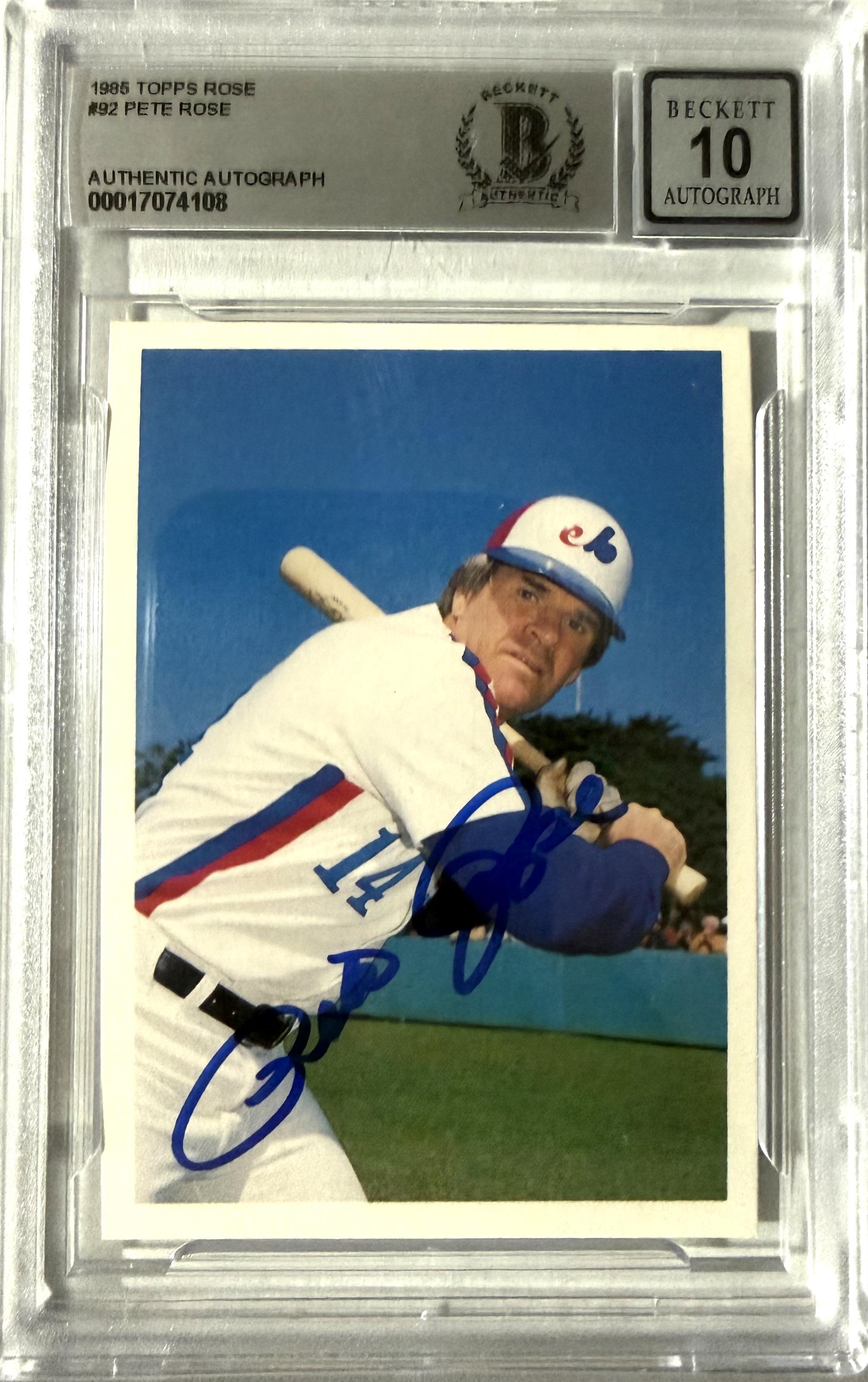 1985 Renata Galasso Pete Rose Topps #92 Pete Rose BGS 10 Auto