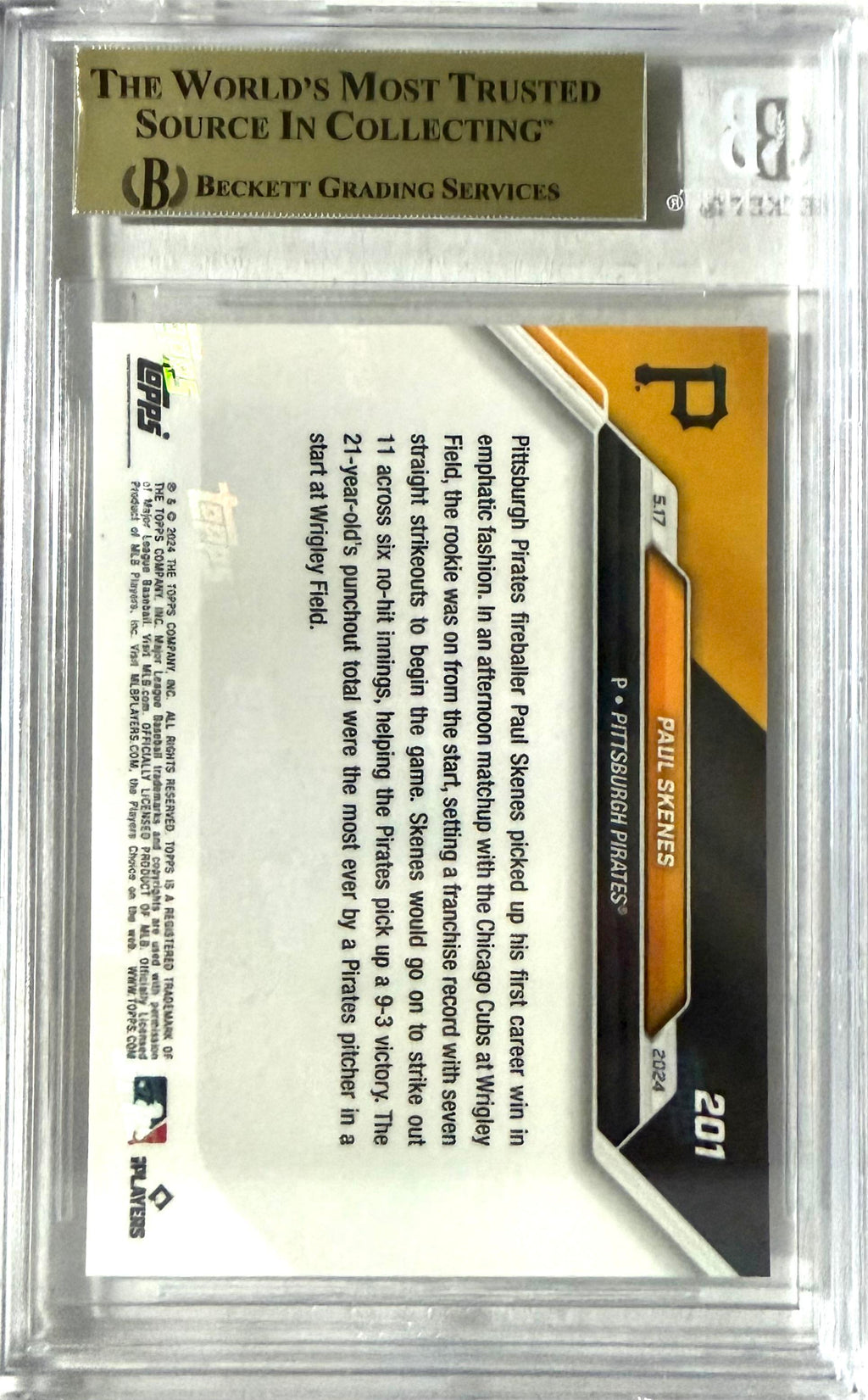 2024 Topps Now #201 Paul Skenes BGS 10