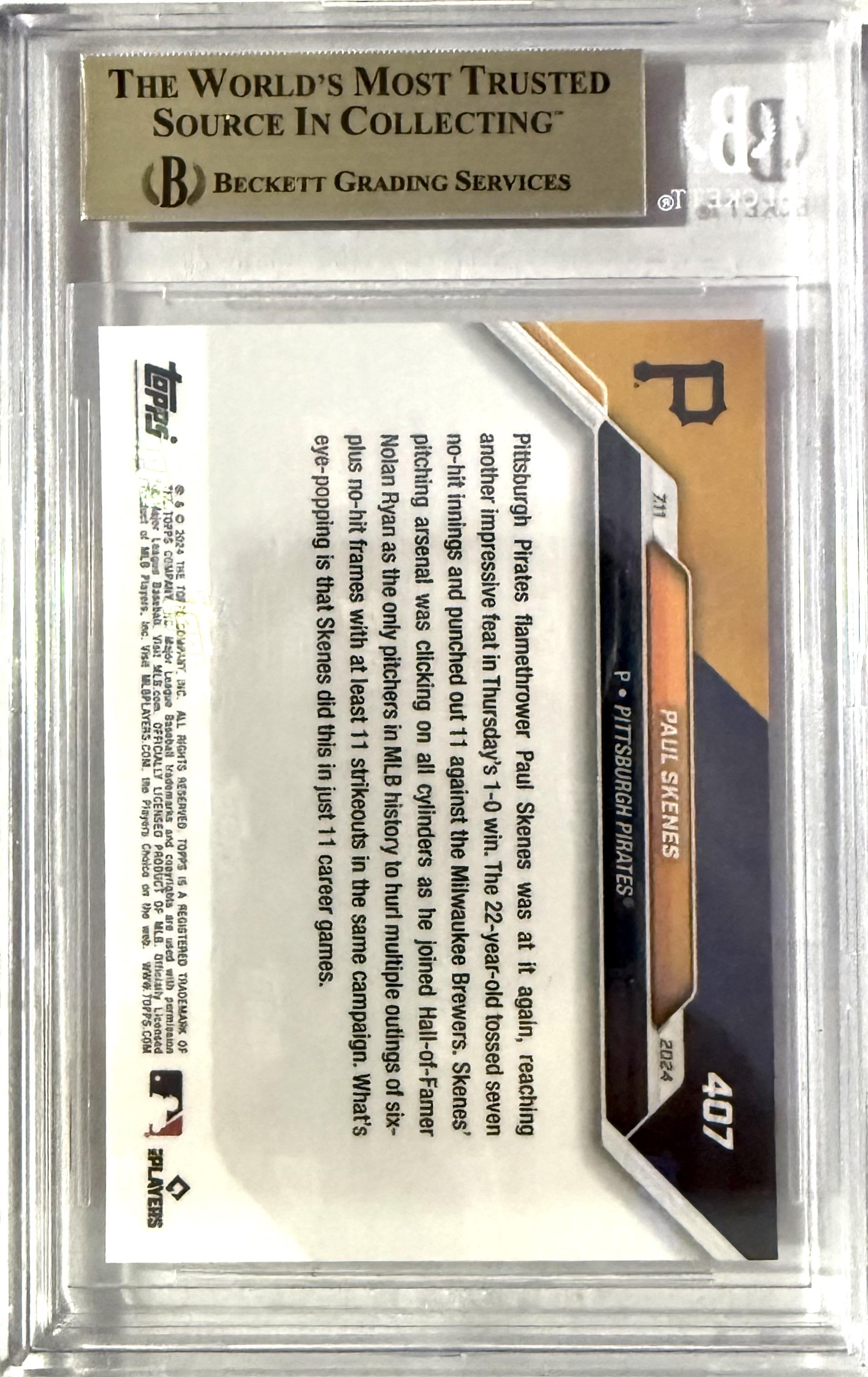 2024 Topps Now #407 Paul Skenes BGS 10