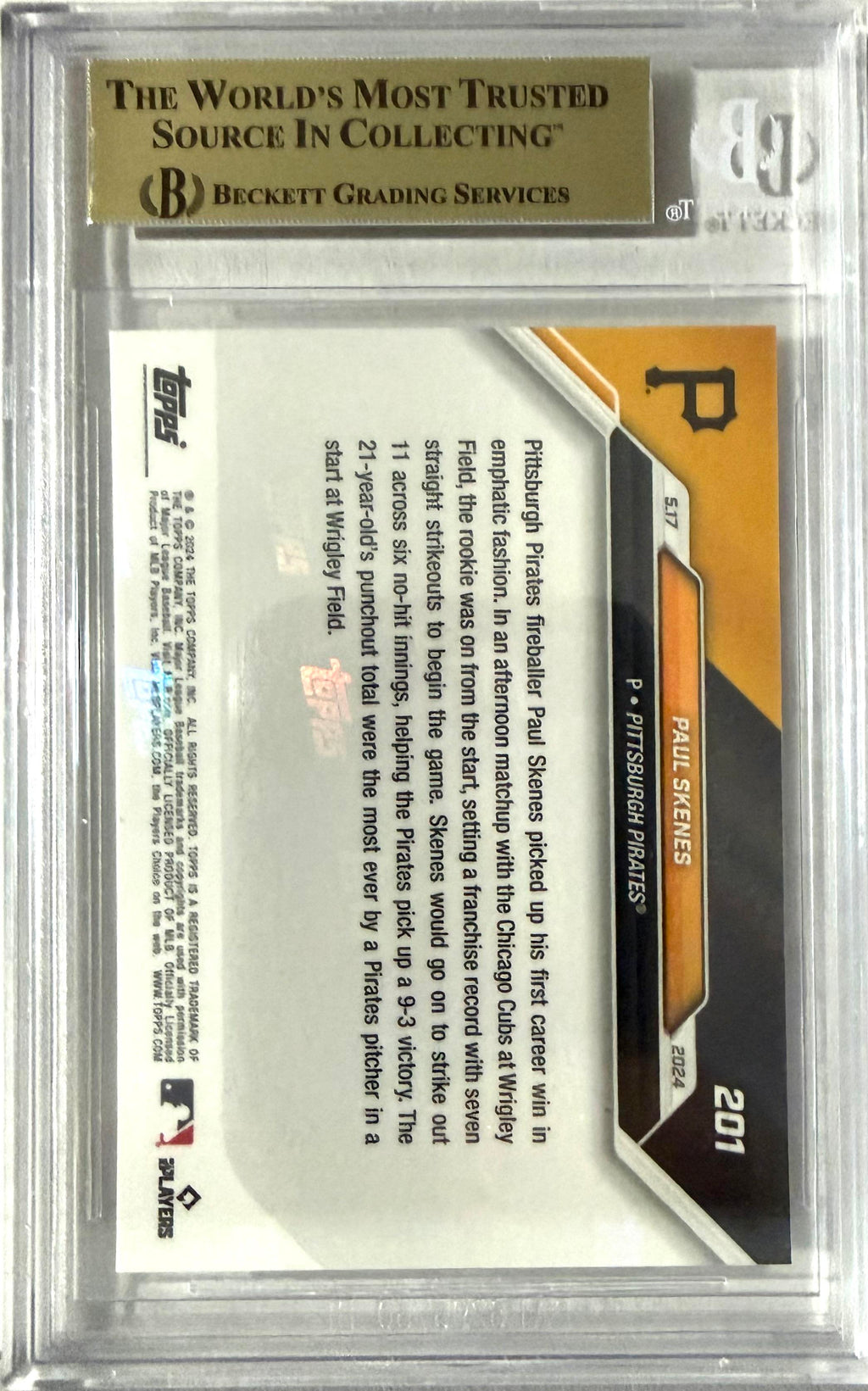 2024 Topps Now #201 Paul Skenes BGS 10